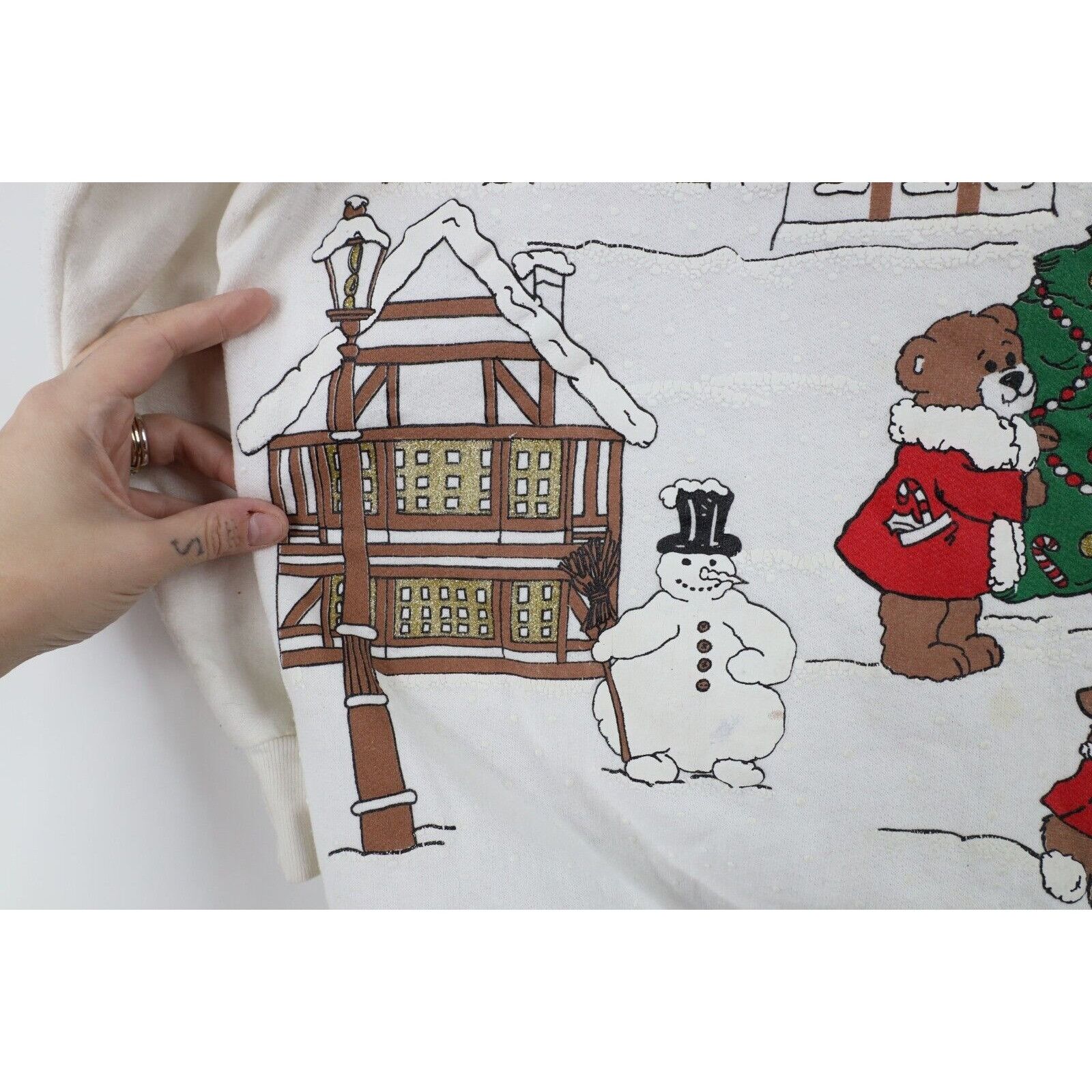 Vintage Vintage 90s Christmas Town All Over Print Sweatshirt Size L / US 10 / IT 46 - 8 Thumbnail