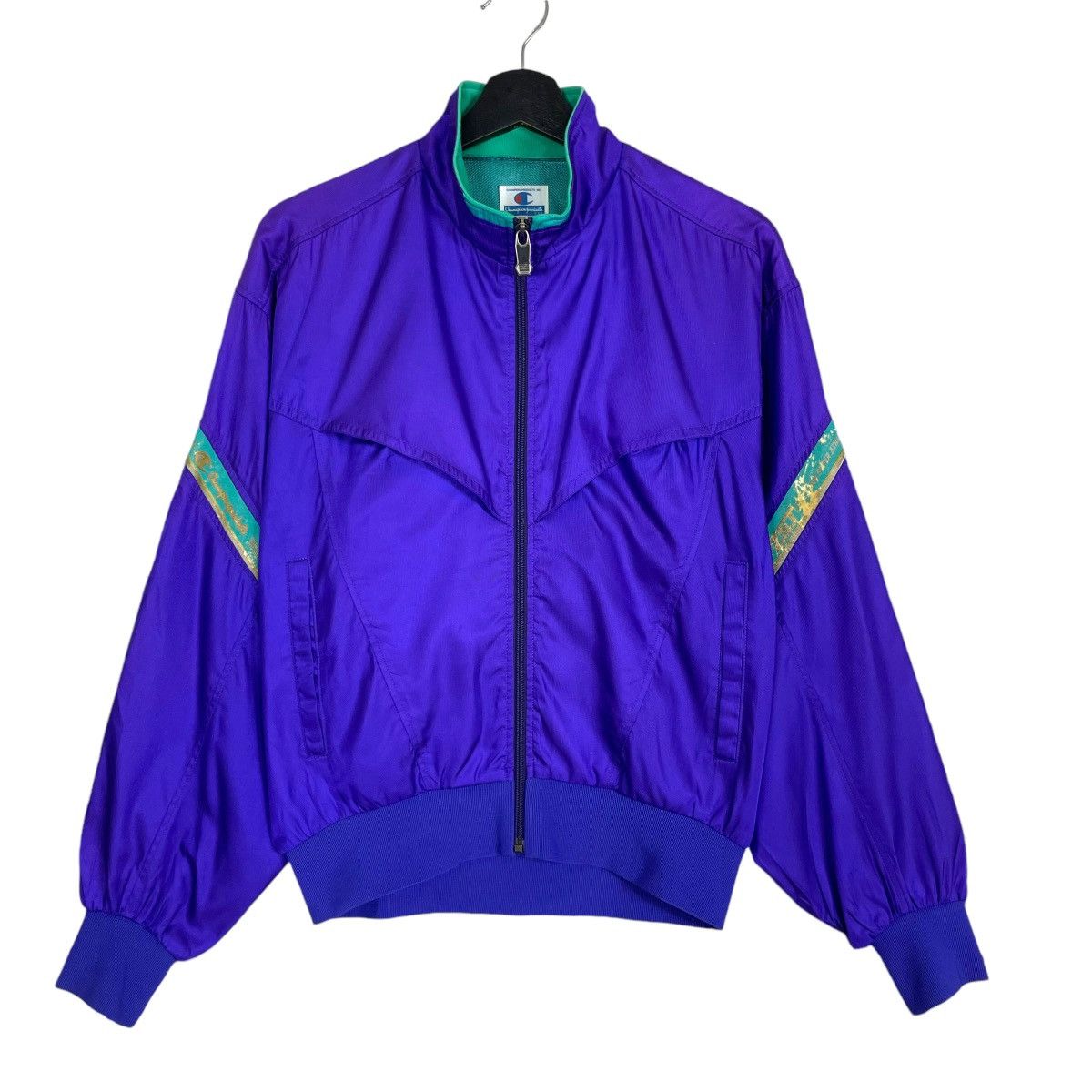 Vintage 90s Champion Windbreaker Purple Jacket Full Zipper Outerwear