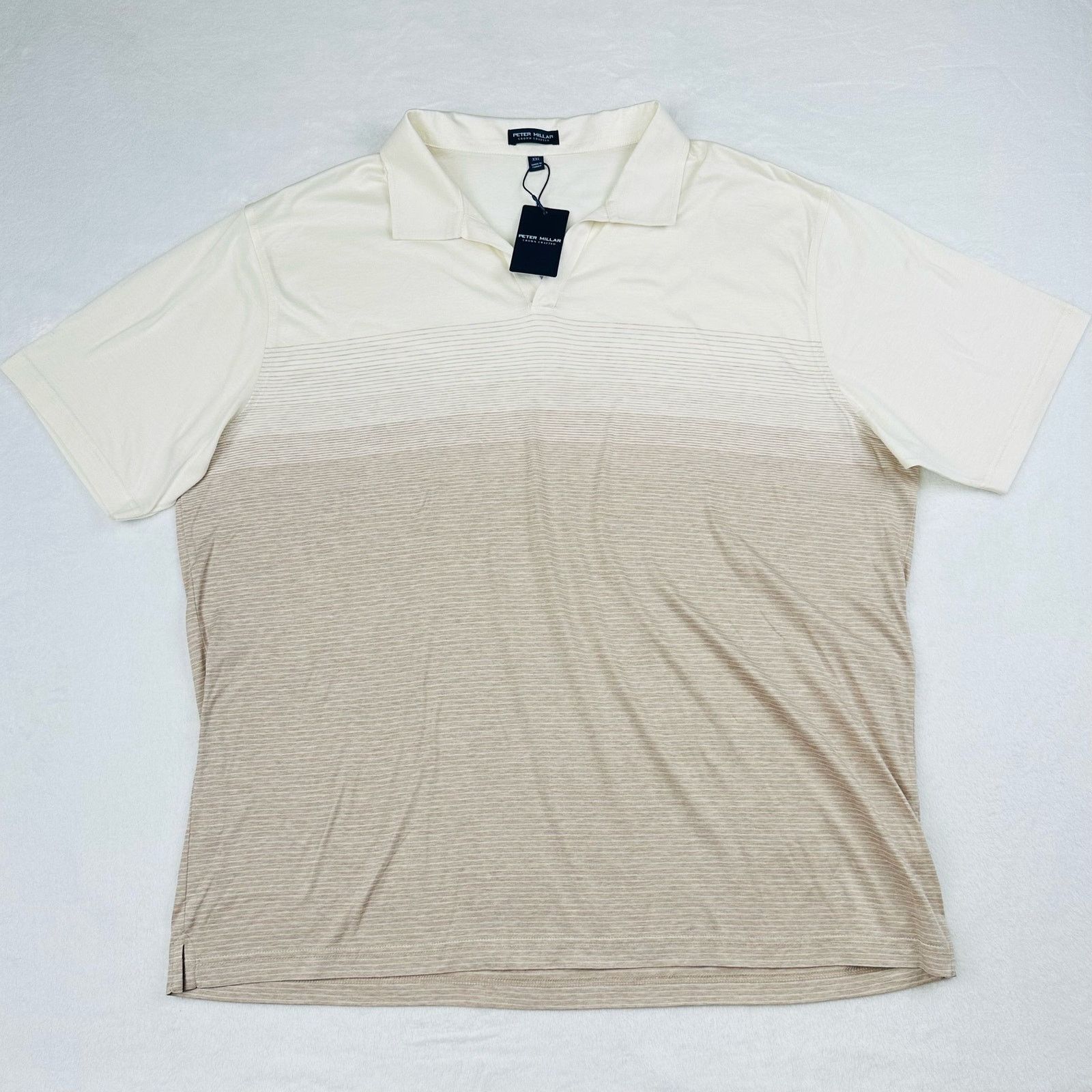 Peter Millar Peter Millar Men’s XXL Cream Luxury Open Collar Polo Shirt Size US XXL / EU 58 / 5 - 2 Thumbnail