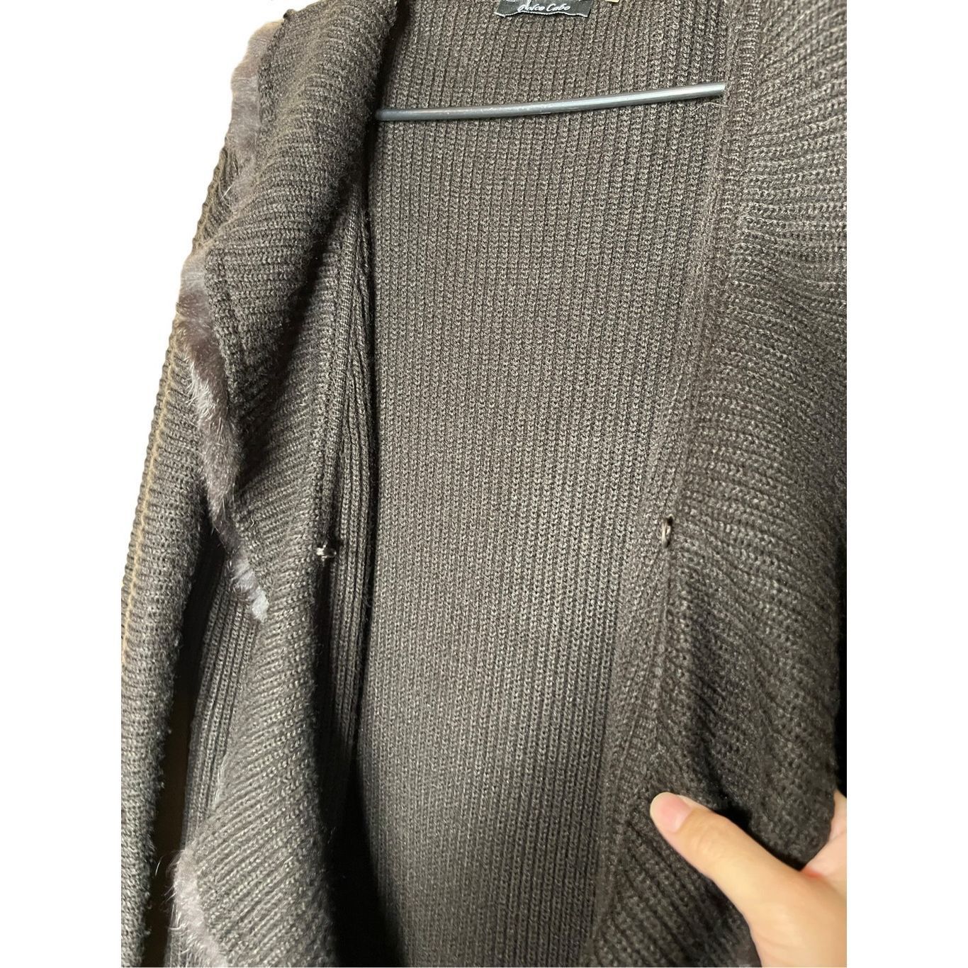 Other DOLCE CABO Black Knit Acrylic Fur Trim Long Duster Cardigan Size M / US 6-8 / IT 42-44 - 6 Thumbnail