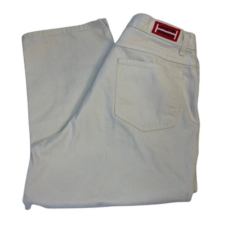 Halston Vintage Halston High Waist Cropped White Denim Jeans, 12 Size 36" / US 14 / IT 50 - 1 Thumbnail