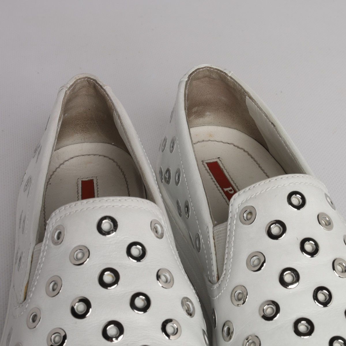 Prada Prada White Leather Slip-on Sneakers Trainers Shoes Grommet Size US 9 / IT 39 - 19 Thumbnail