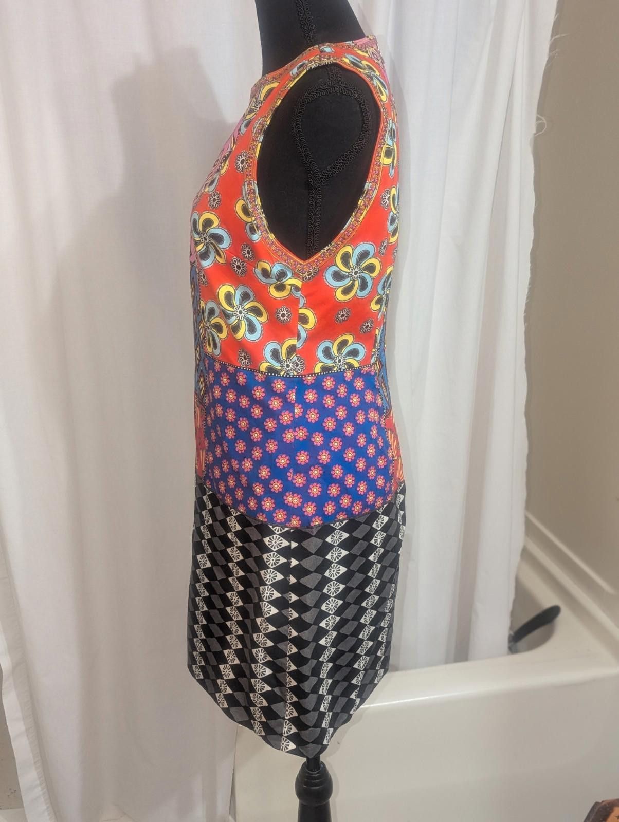 Designer Alice+Olivia x Carla Kranendonk Clyde Patchwork Shift Dress Size M / US 6-8 / IT 42-44 - 4 Thumbnail