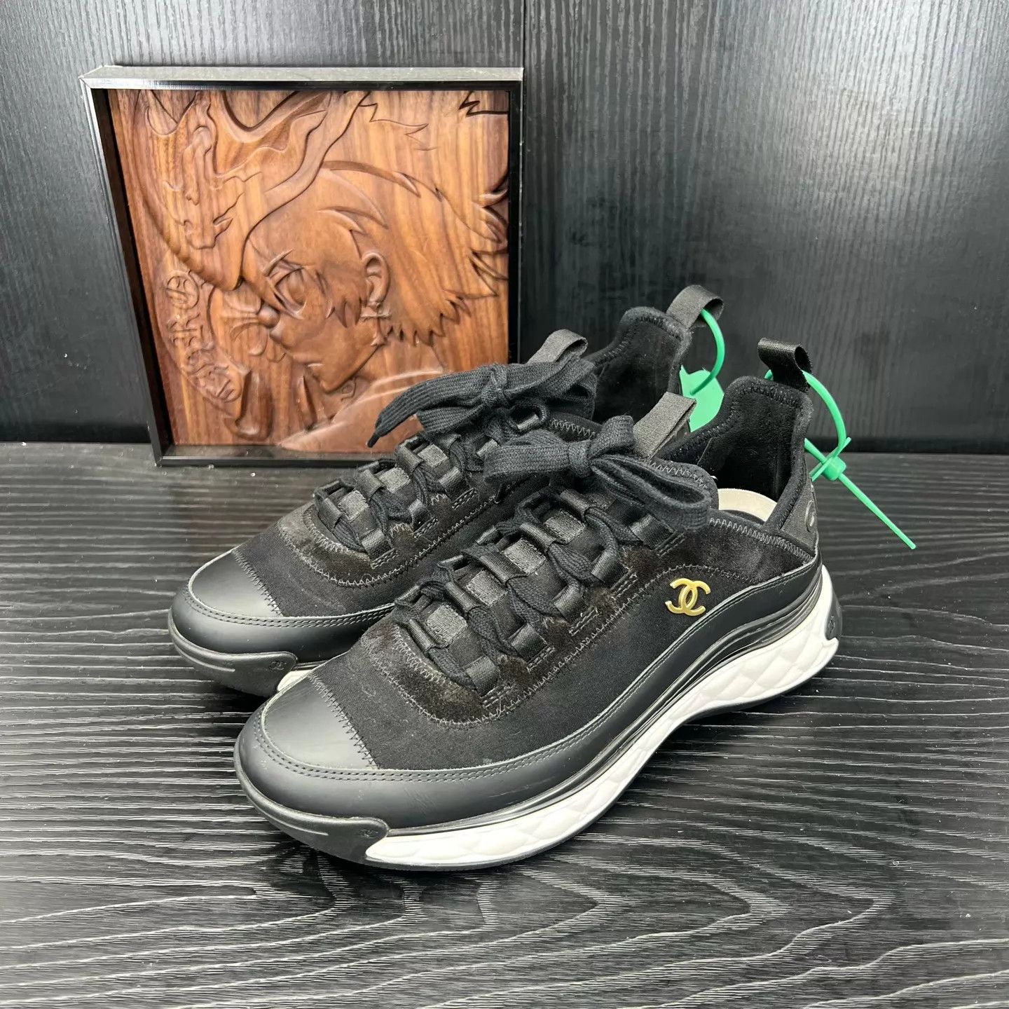 Chanel CHANEL Black Logo Sneakers Size US 7.5 / IT 37.5 - 1 Thumbnail