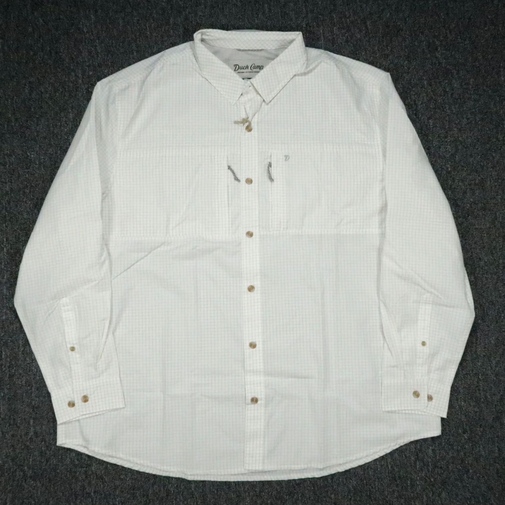 Vintage Duck Camp Shirt Mens 2XL White Check Long Sleeve Button-Up Pockets Casual Travel Outdoors Size US XXL / EU 58 / 5 - 2 Thumbnail
