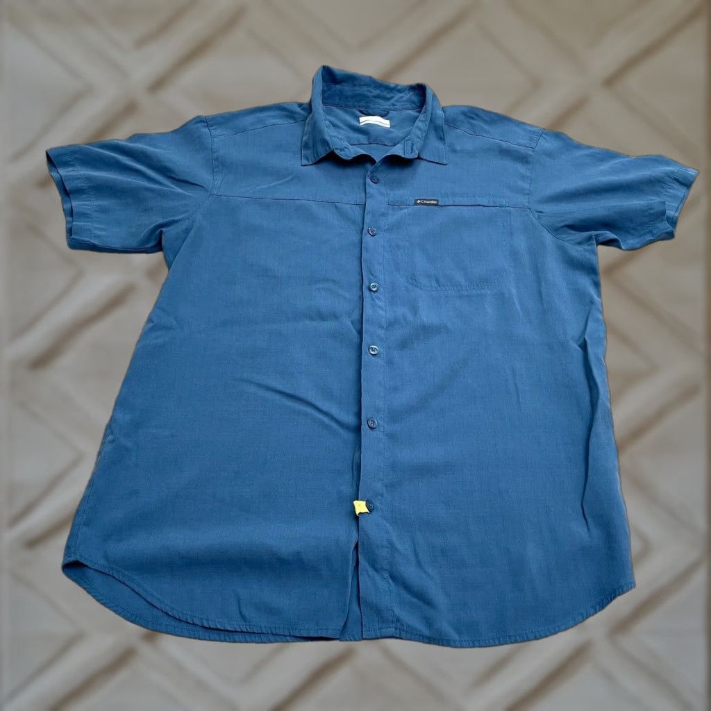 Vintage Columbia Button-Down Shirt Mens Large Blue Short Sleeve Outdoor Fishing Casual Size US L / EU 52-54 / 3 - 1 Thumbnail