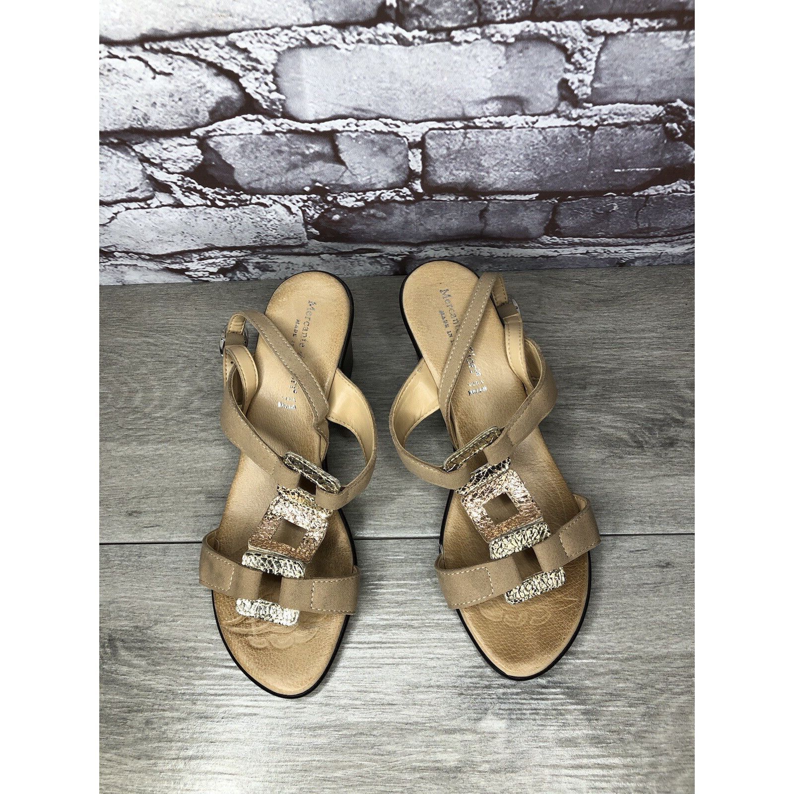 Other Mercante Di Fiori Tan Leather Ankle Strap Heel Sandals Women Size US 7.5 / IT 37.5 - 11 Thumbnail