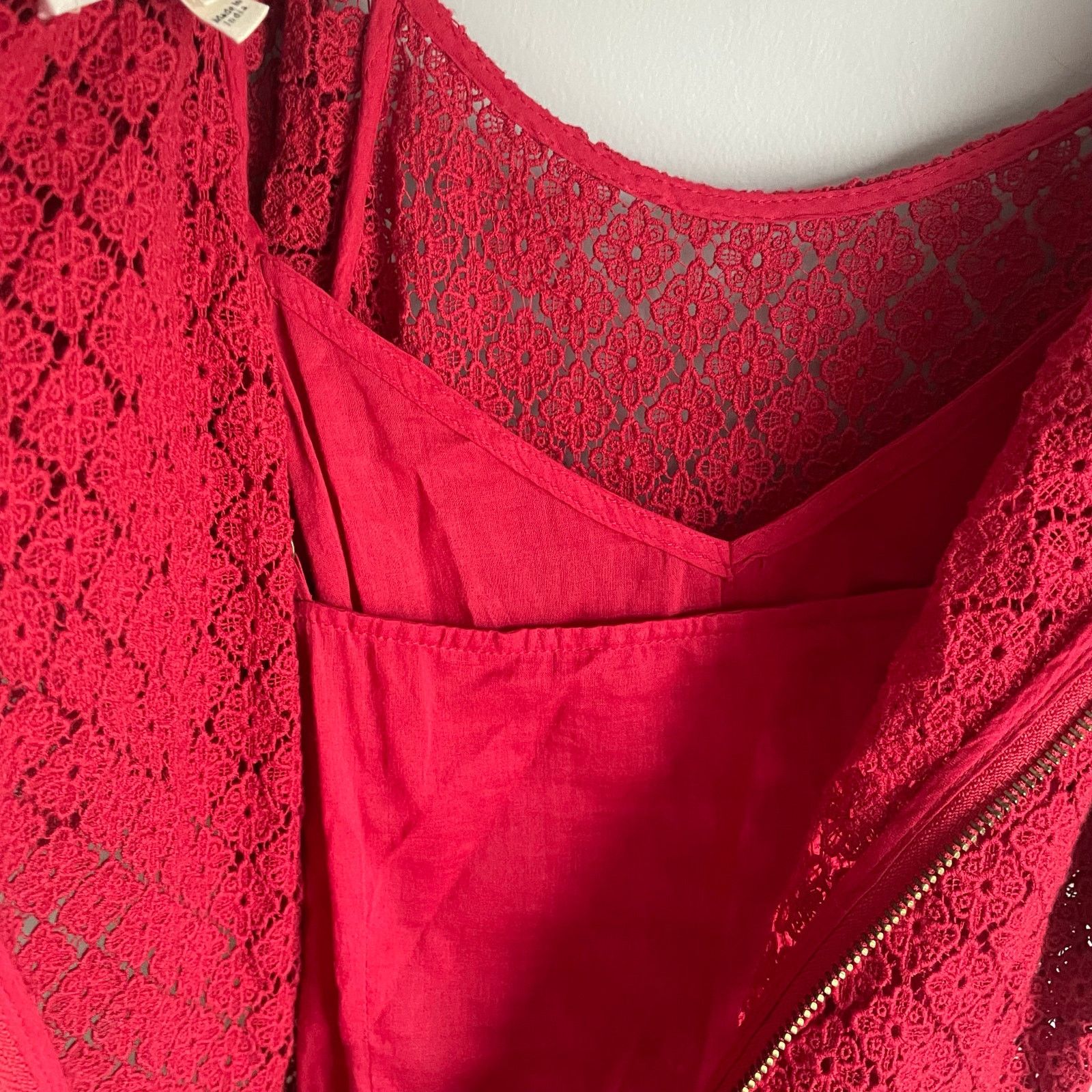 THE GREAT The Great. The Harmony Lace Midi Dress Red Cottagecore sz 0 Size XS / US 0-2 / IT 36-38 - 5 Thumbnail