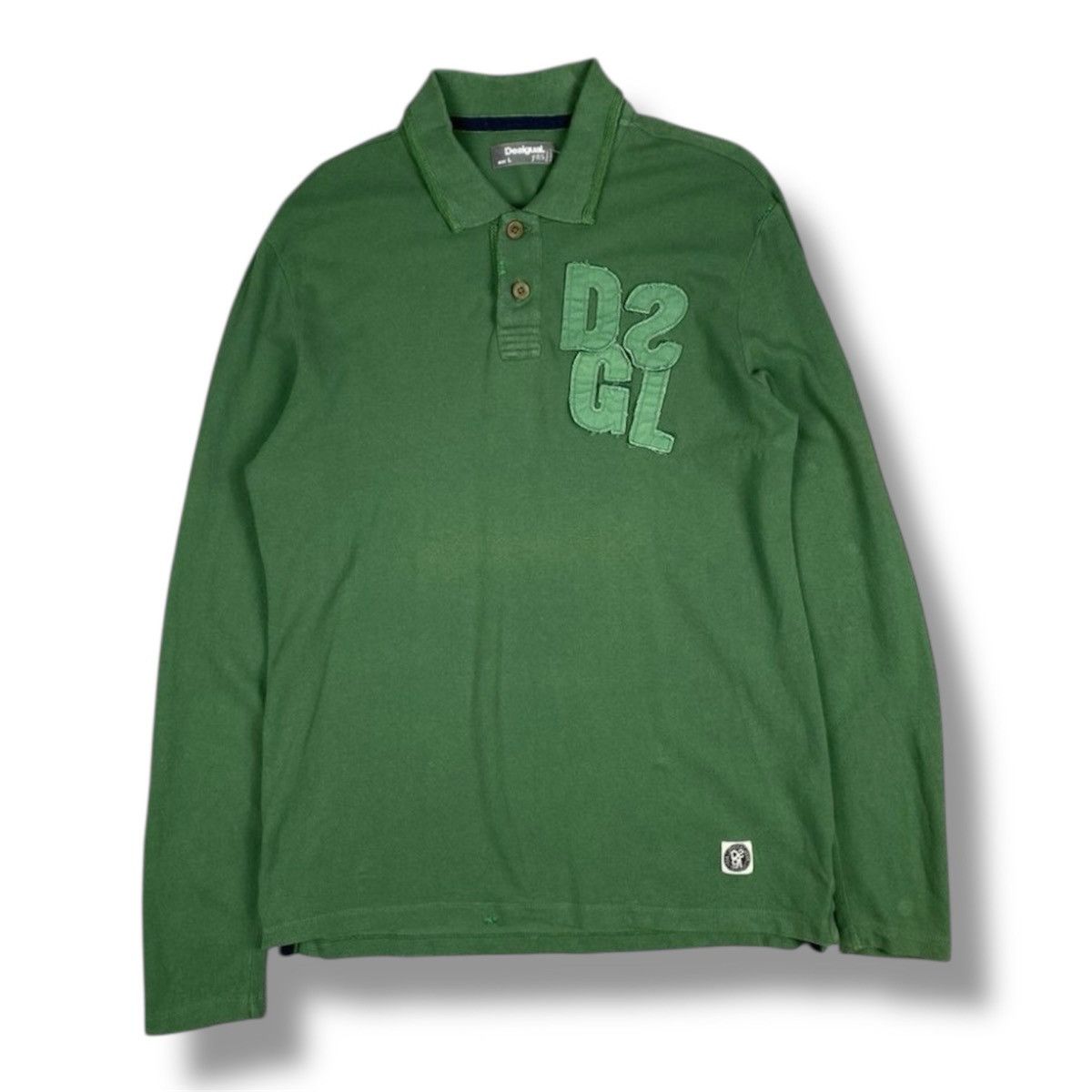 Desigual Desigual Luxury Green Long Sleeve Rugby Polo Shirt Patch Size US L / EU 52-54 / 3 - 1 Thumbnail