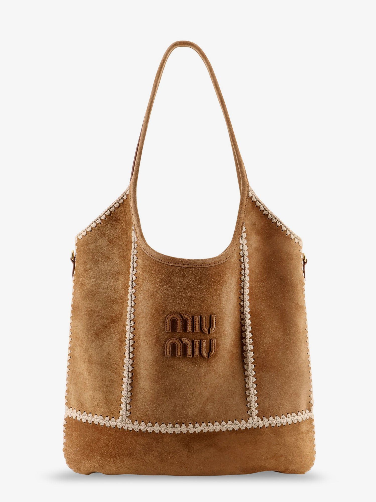 Miu Miu Ivy Suede And Crochet Shoulder Bag, Women's