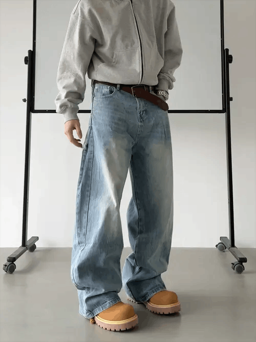 VIBE Embroidered Wide Leg Baggy Jeans Size US 32 / EU 48 - 4 Thumbnail
