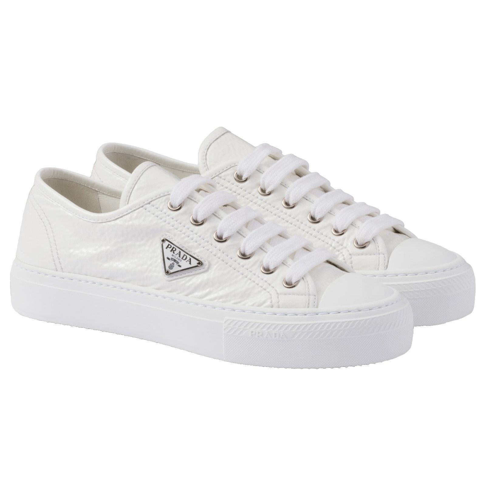 Prada Prada Smash Patent Logo Lace Up Flat Low Top Sneaker 41.5 Size US 11.5 / IT 41.5 - 1 Thumbnail