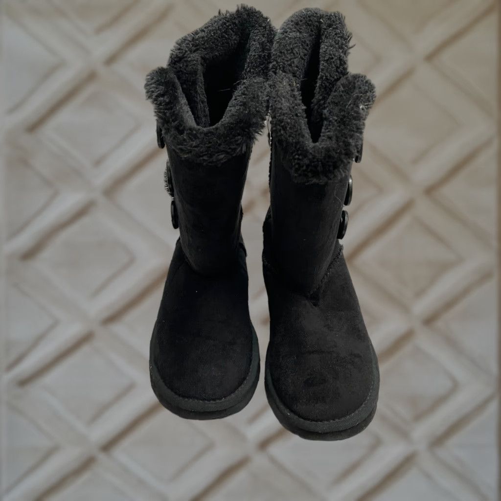 UGG Shearling Suede Mid-Calf Snow Boots Women's Black Slip-On