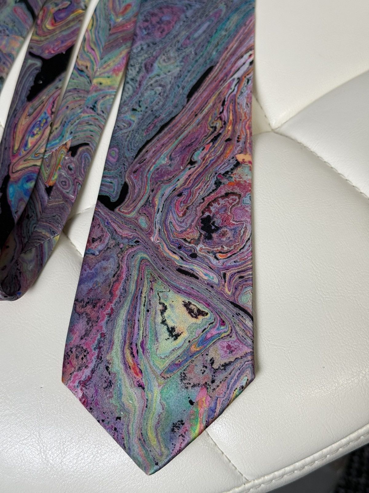 Brioni Brioni Men’s Silk Tie Abstract Marble Swirl Pattern Colorful Size ONE SIZE - 10 Thumbnail