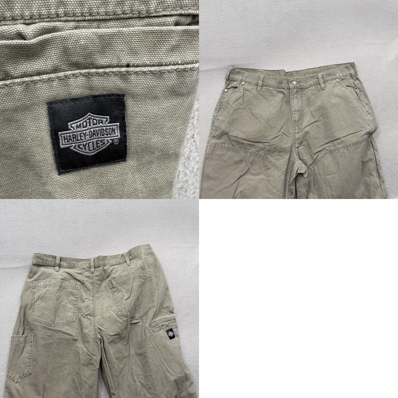 Harley Davidson Harley-Davidson Pants Mens 40x30 Green Canvas Utility Carpenter Workwear Casual Size US 40 / EU 56 - 8 Thumbnail