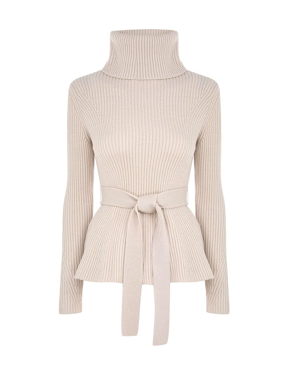 oc11z0825 Illustration Peplum Sweater in Cream