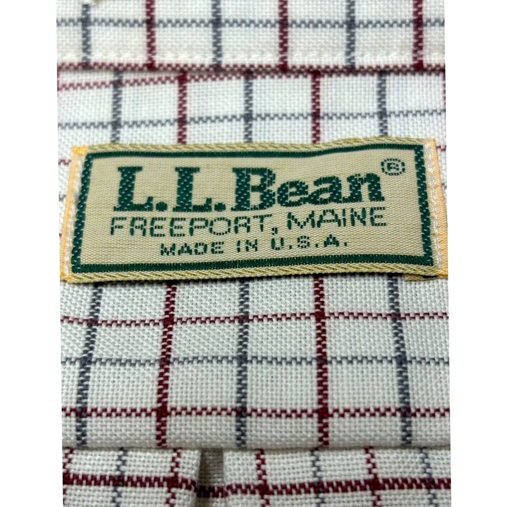 Vintage VINTAGE L.L.Bean Plaid Shirt Button-Down Long Sleeve Dress Shirt Mens 17.5 White Button-Up Comfort Classic Preppy Pocket Easy Care Size 48R - 4 Thumbnail