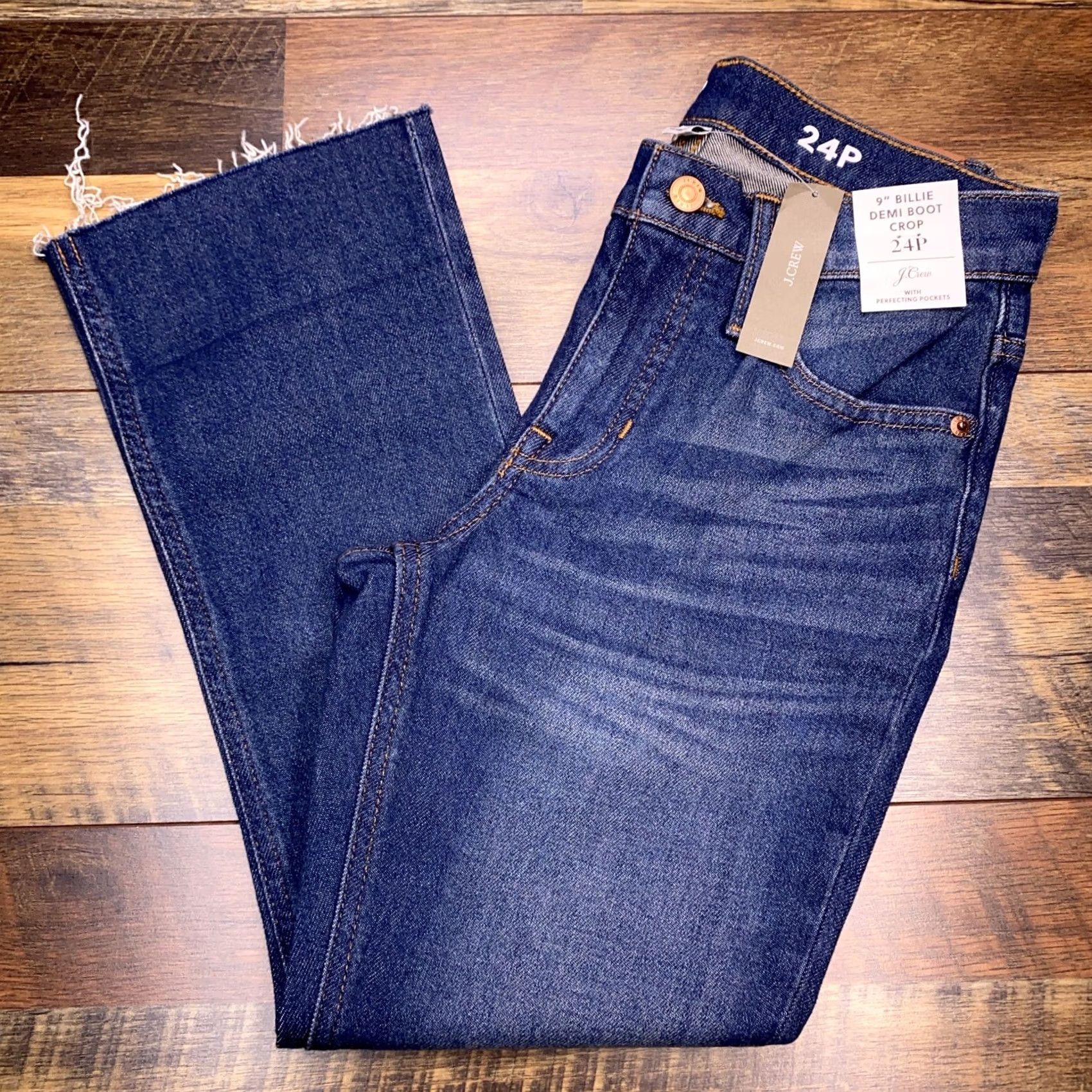 J.Crew VINTAGE J.CREW Billie Cropped Jeans Womens 24 Petite Blue Denim 5-Pocket Modern Slim Fit 22.5 Inseam Regular 24P NWT Size 42" / US 20 - 3 Thumbnail