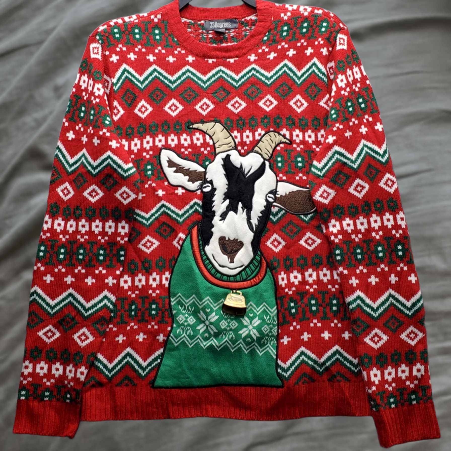 GOAT Crew VINTAGE 33 Degrees Unisex Large Ugly Christmas Sweater Crew Neck Fair Isle Goat Knit Pullover Size US L / EU 52-54 / 3 - 1 Thumbnail