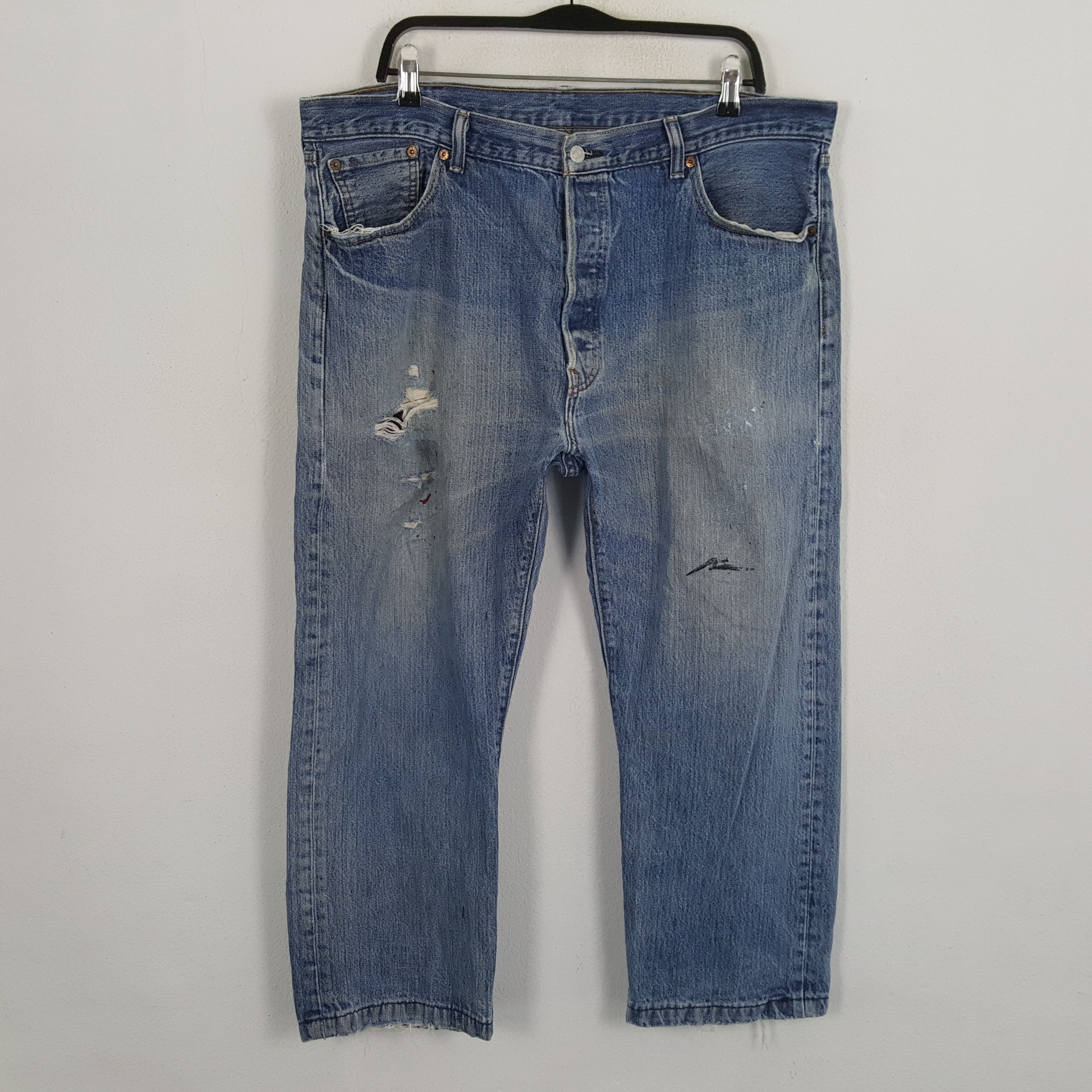 LEVIS 501 American Streetwear Style Distressed Jeans