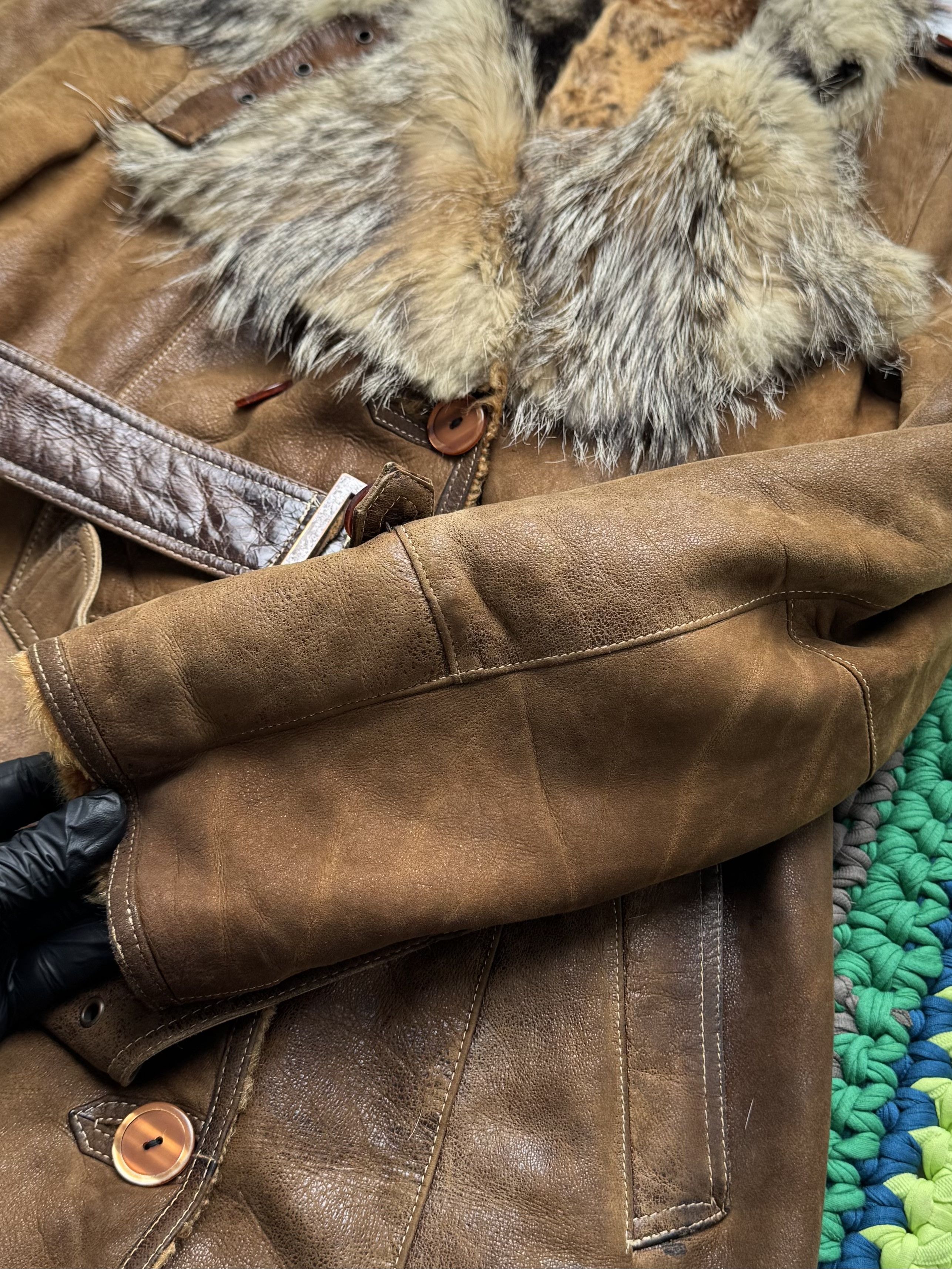 Vintage Vintage Brown Sheepskin Coat Belted Long Winter Size M / US 6-8 / IT 42-44 - 14 Thumbnail