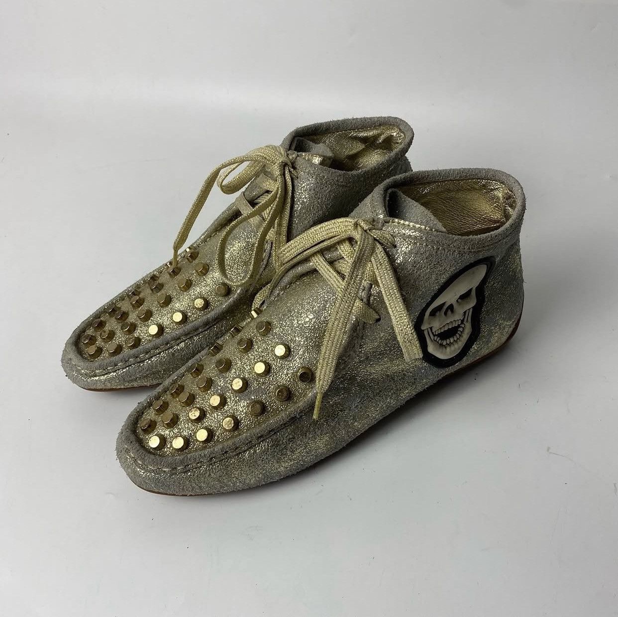 90s Alexander McQueen Skull Metallic Clarks