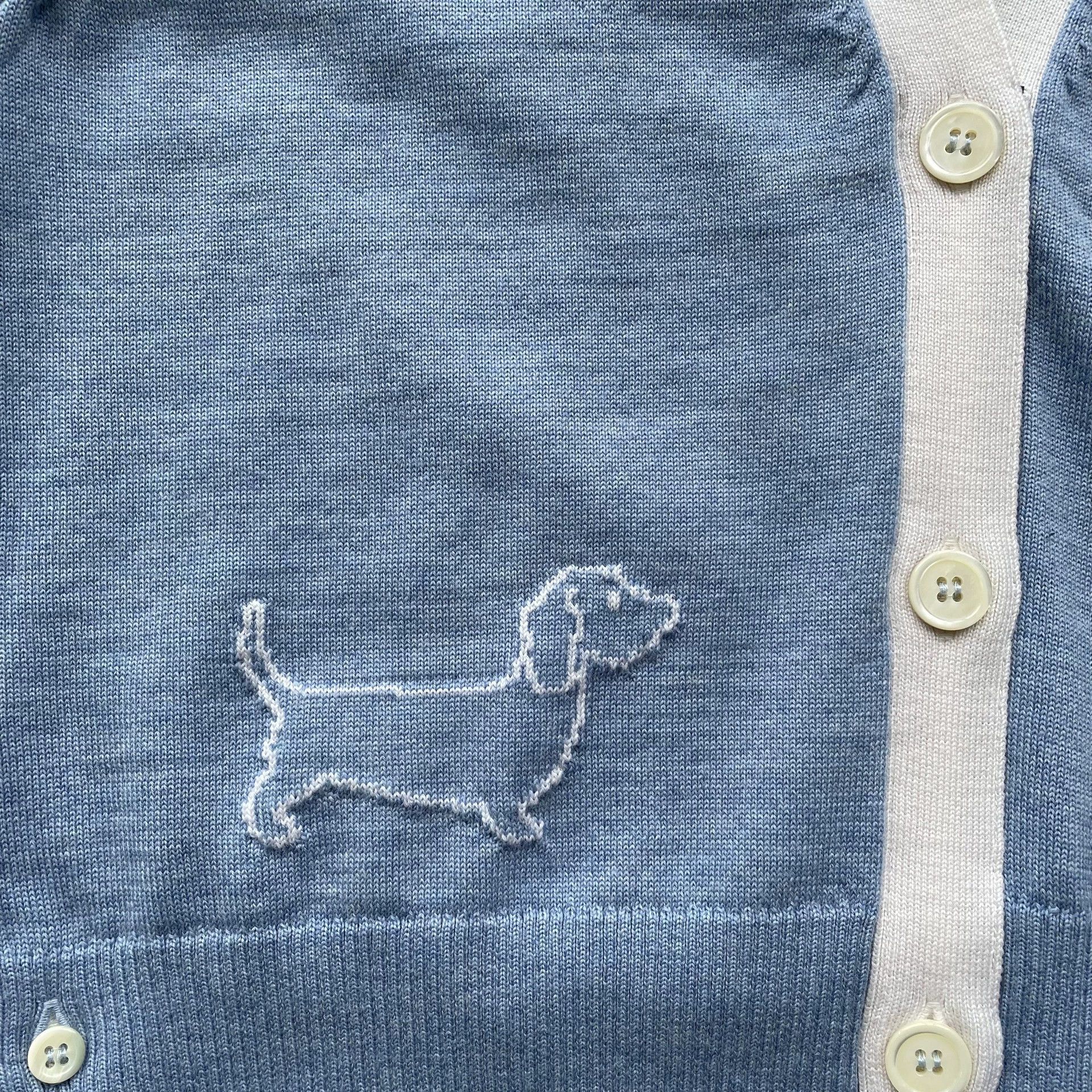 Thom Browne THOM BROWNE Dog Intarsia V-Neck Knit Sweater Women's Blue 0 Size XS / US 0-2 / IT 36-38 - 3 Thumbnail