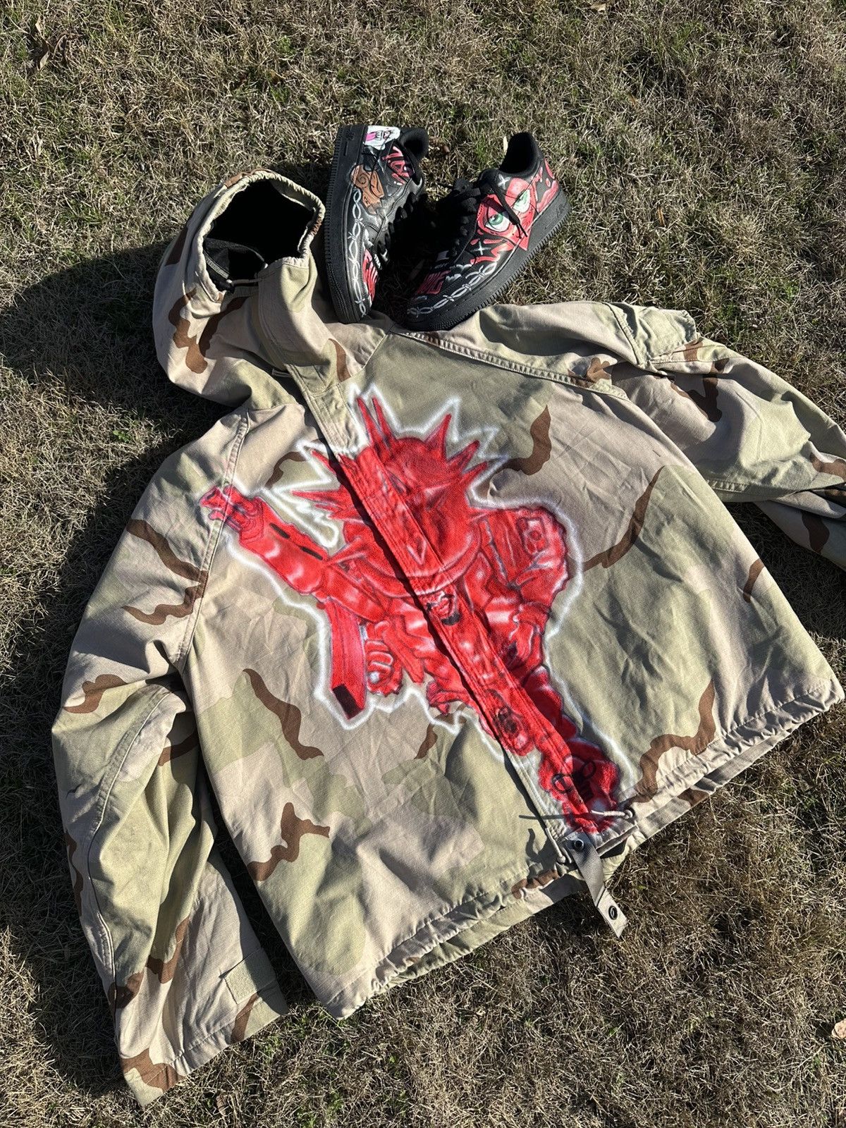 Vintage “Red Soldier” Airbrushed Military Training Jacket (Size L) Size US L / EU 52-54 / 3 - 2 Thumbnail