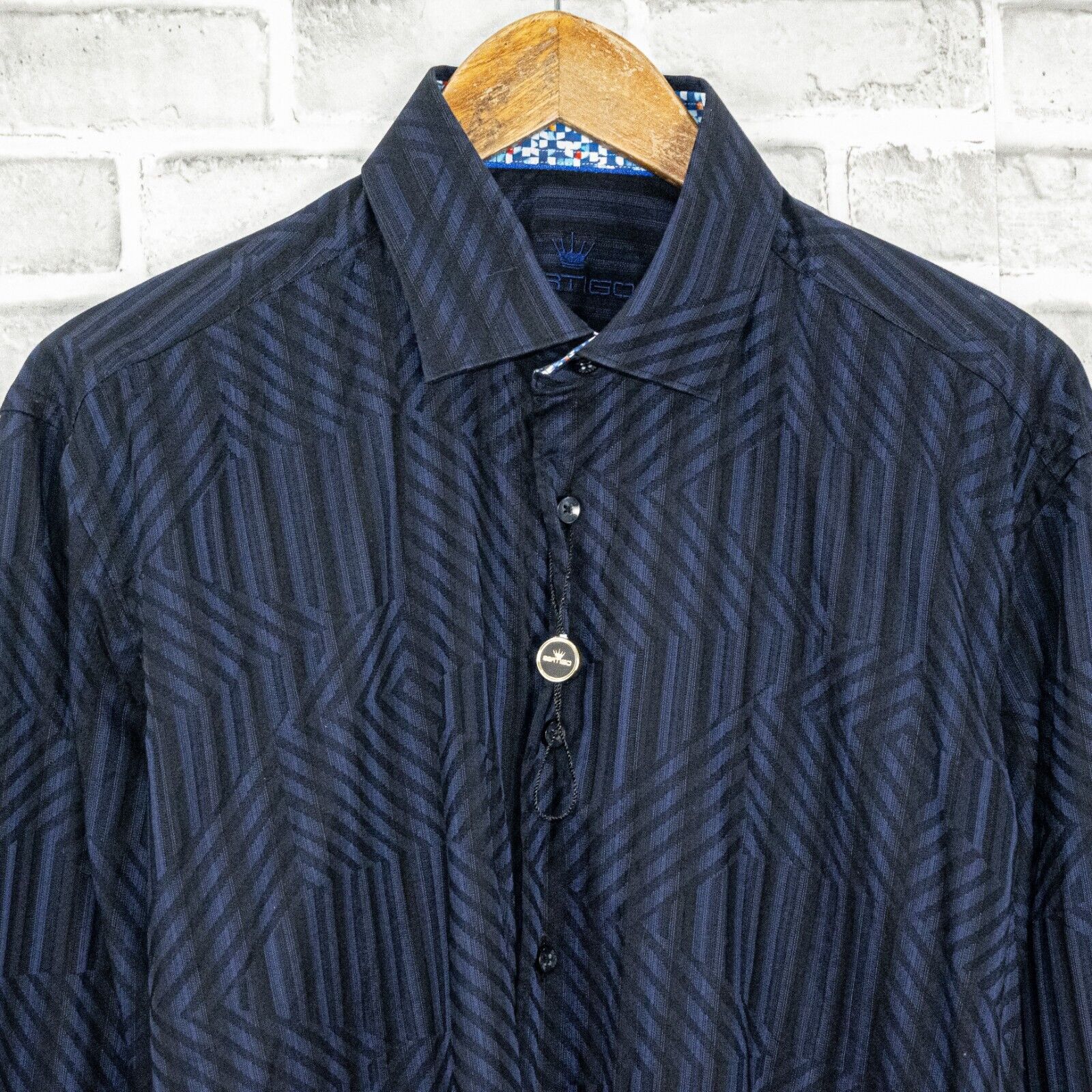 Other BERTIGO Men's Long Sleeve Button up Shirt Blue Geo Stripe Size US L / EU 52-54 / 3 - 2 Thumbnail