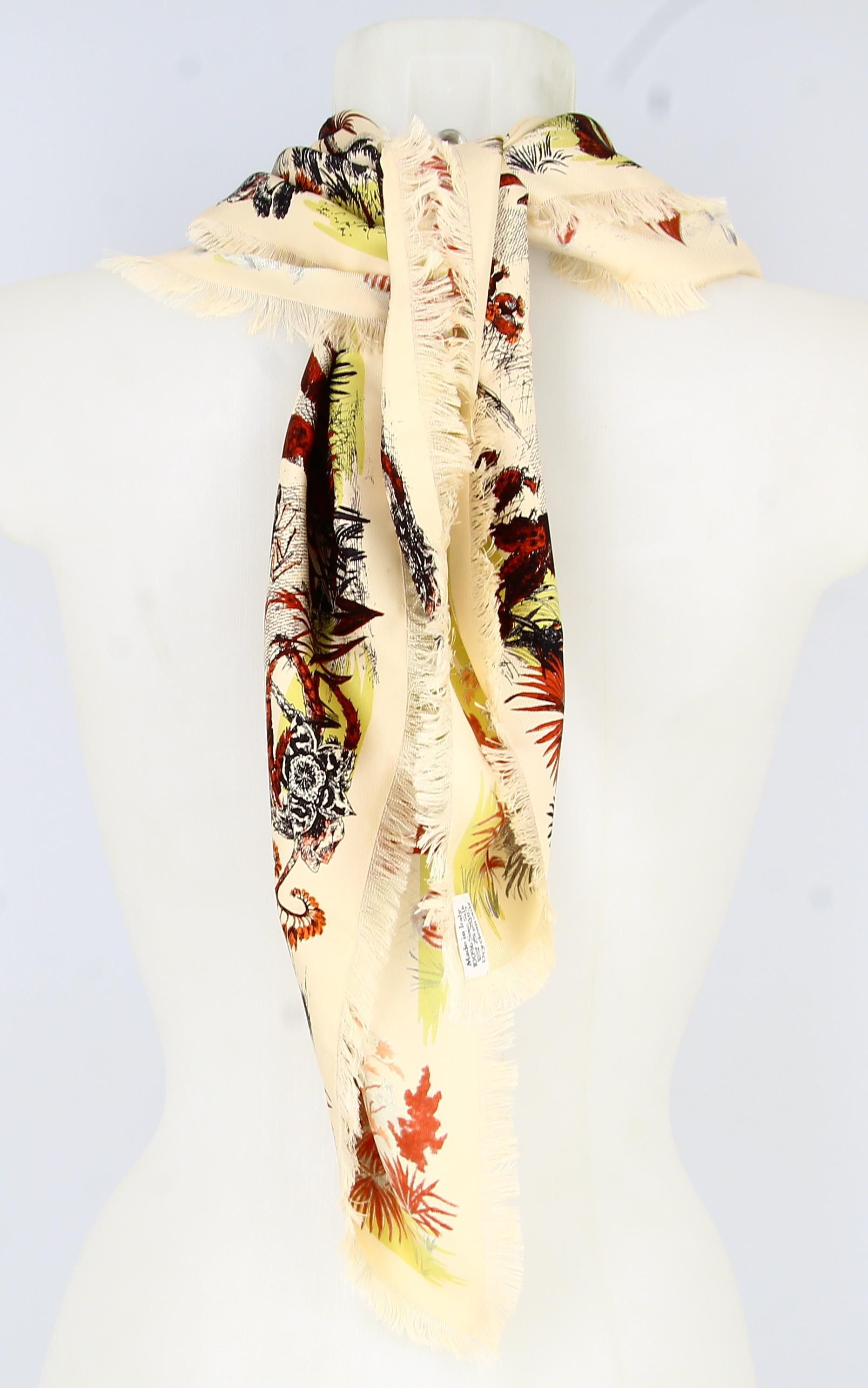 image of Christian Dior Scarf Pale Pink Floral Prints Red, Women's