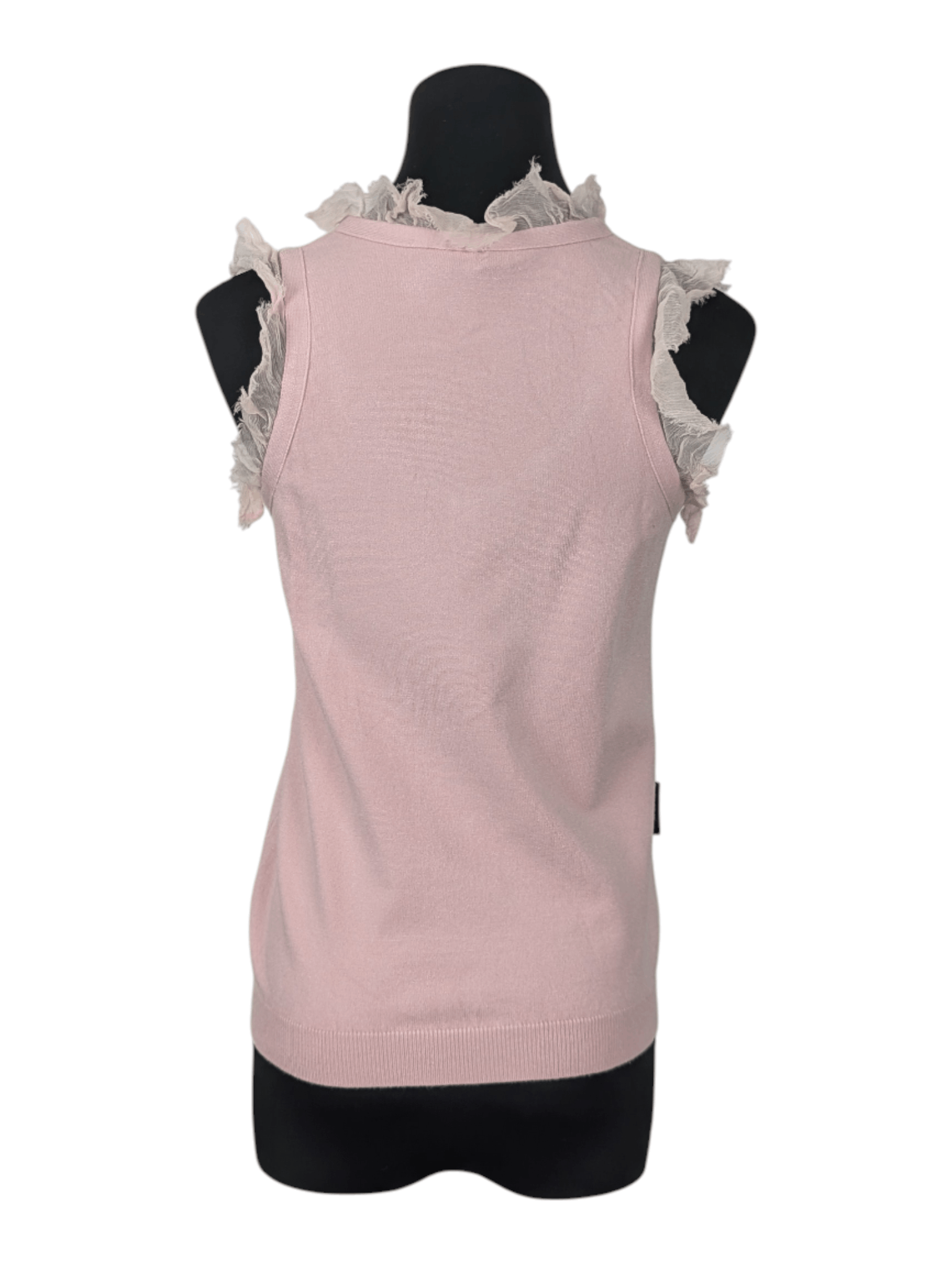 Moschino Pink Buttoned Sleeveless Top With Ruffle Collar Size M / US 6-8 / IT 42-44 - 2 Thumbnail