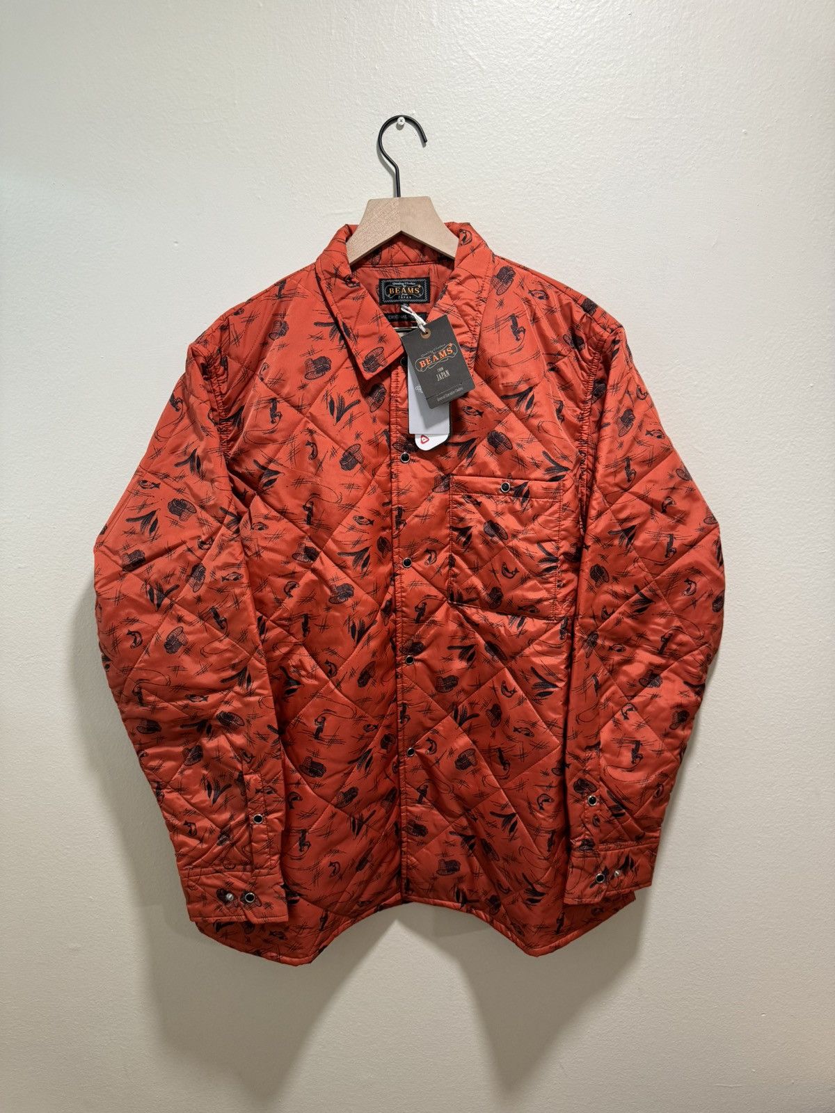 Beams Plus Beams+ QUILT SHIRT NYLON - Rust fishing print Size US XL / EU 56 / 4 - 1 Thumbnail