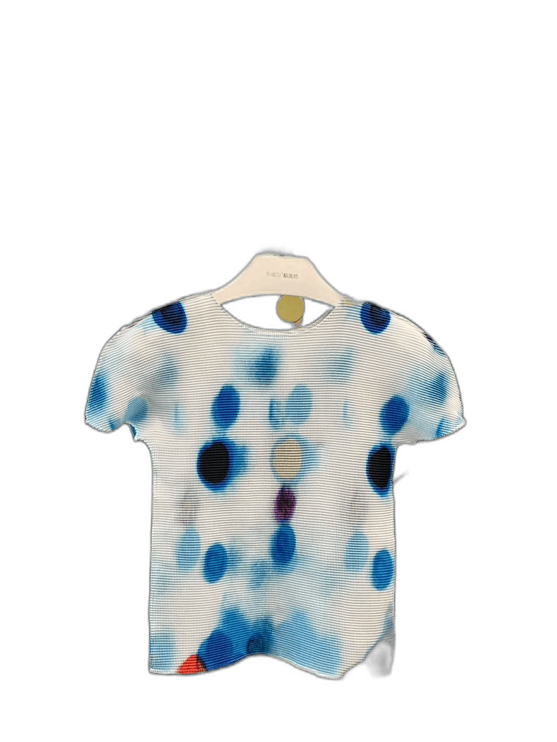 Issey Miyake Blue Short Sleeve Top with Bubble Pattern-yf Size US M / EU 48-50 / 2 - 1 Thumbnail
