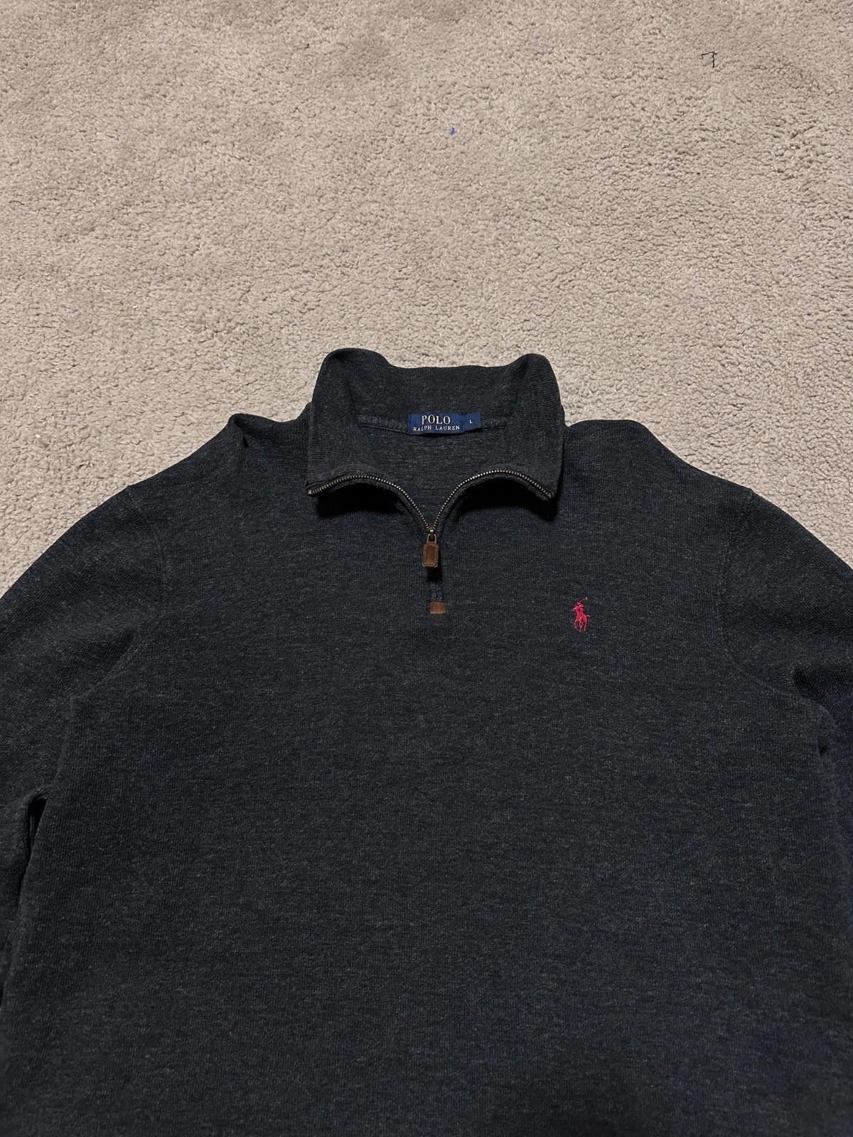 Polo Ralph Lauren Polo Ralph Lauren Cotton 1/4 Zip Collar Gray Pullover Sweate Size US L / EU 52-54 / 3 - 4 Thumbnail