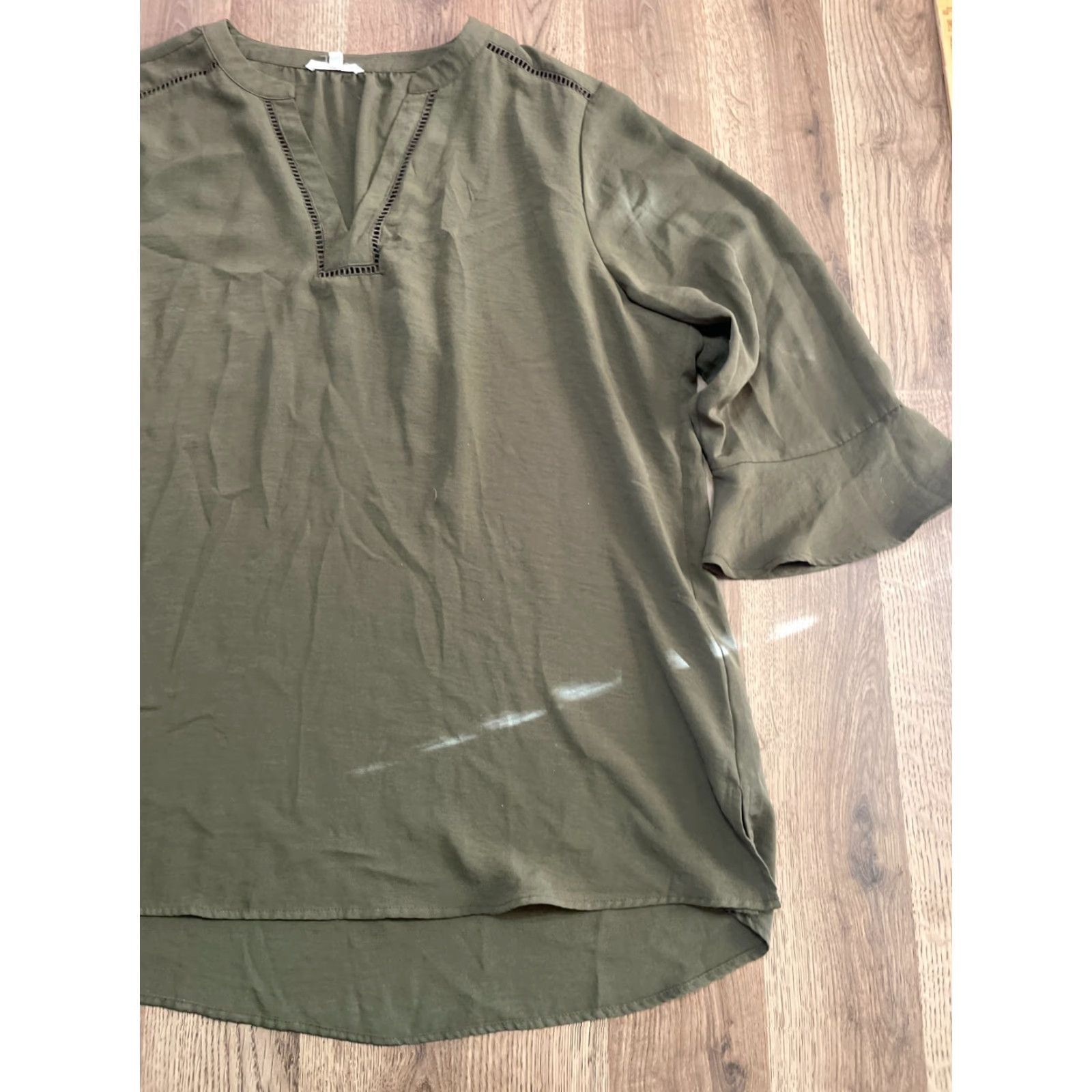 Vintage Maurices Shirt Womens XL Green 3/4 Sleeve V-neck T-Shirt Casual Modern Basic Size XL / US 12-14 / IT 48-50 - 4 Thumbnail