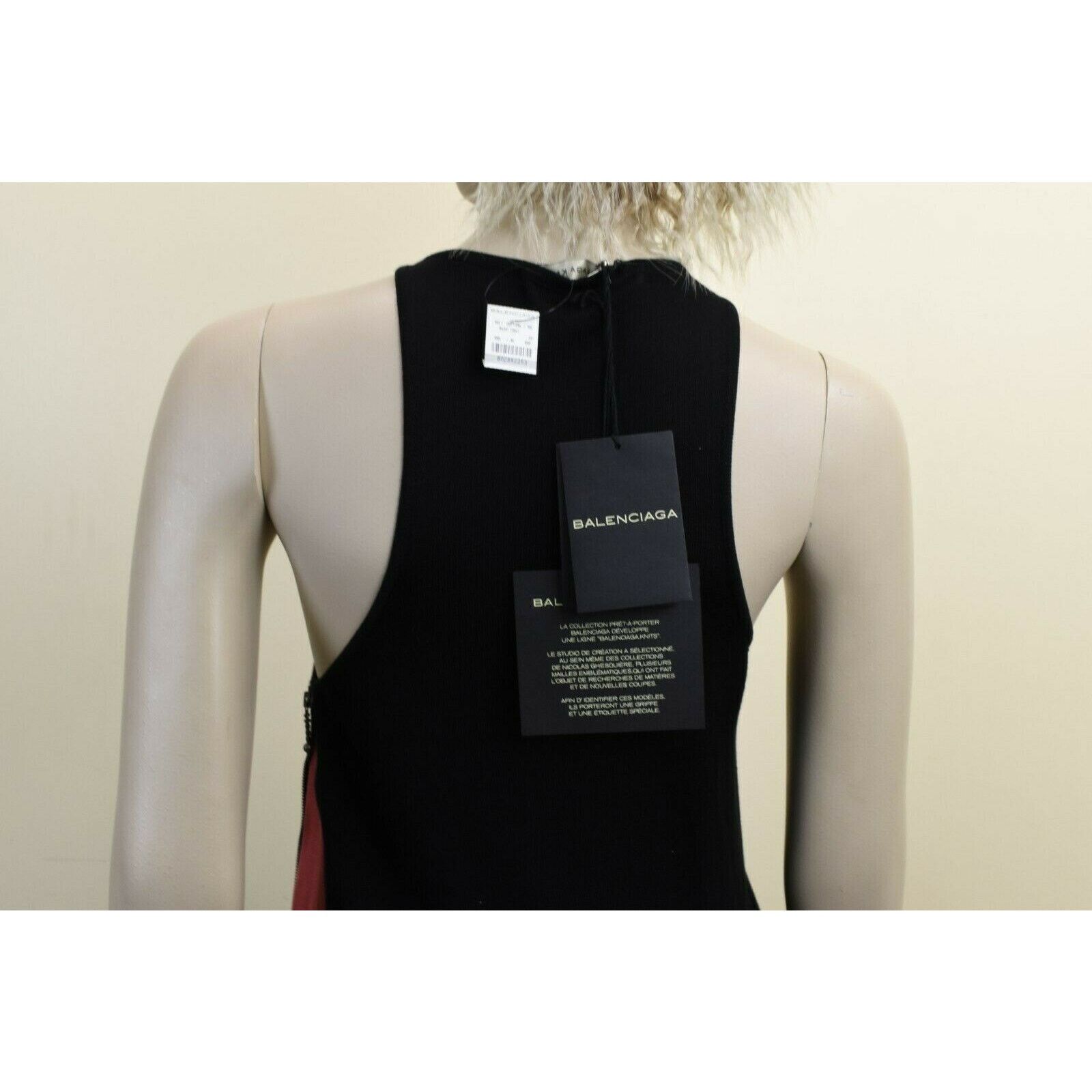 Balenciaga BALENCIAGA KNITS BLACK RED SILK KNIT 2X ZIP SLEEVELES TOP 36 Size S / US 4 / IT 40 - 7 Thumbnail