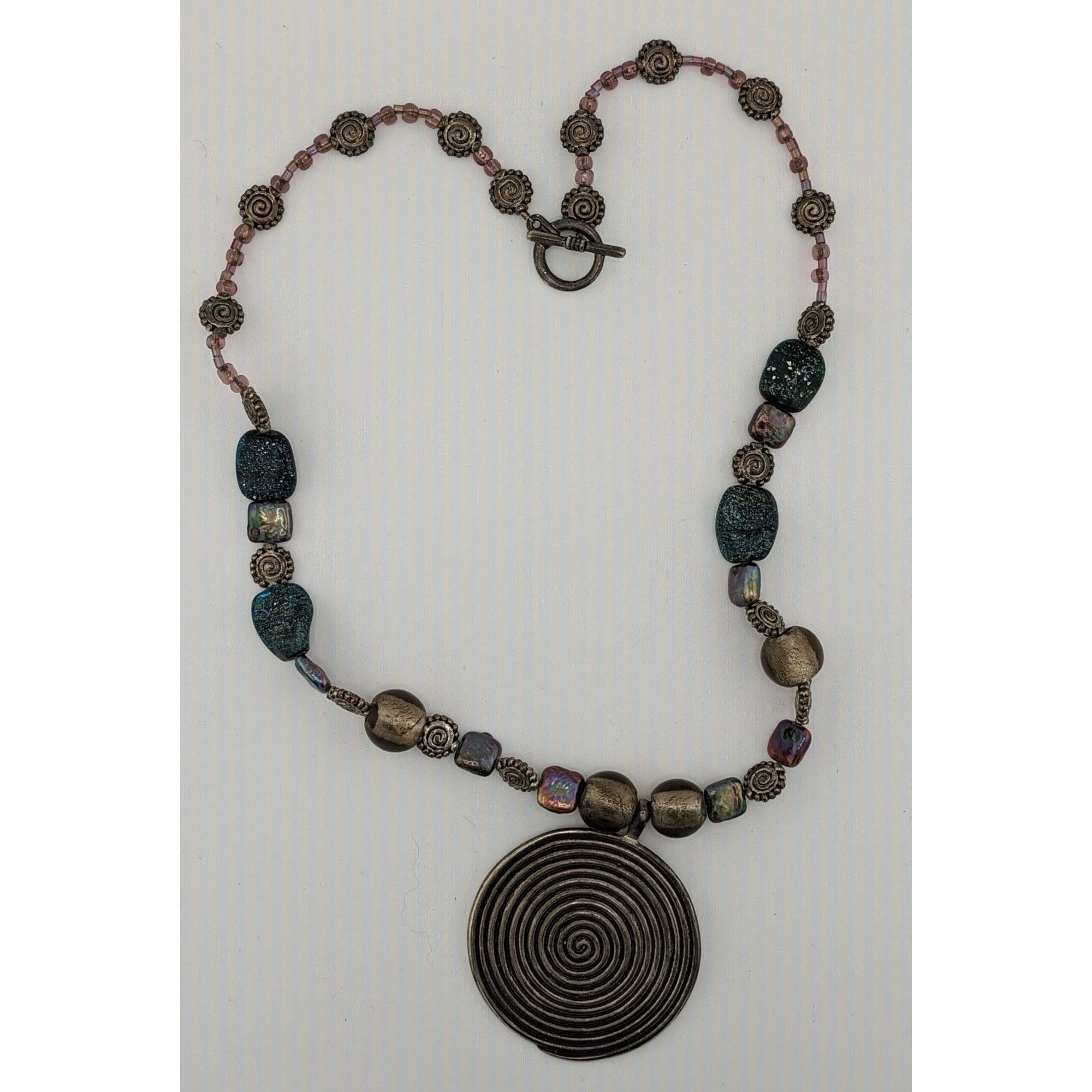 Other Vintage Brutalist Pendant Necklace With Metal Glass And Pear Size ONE SIZE - 4 Thumbnail