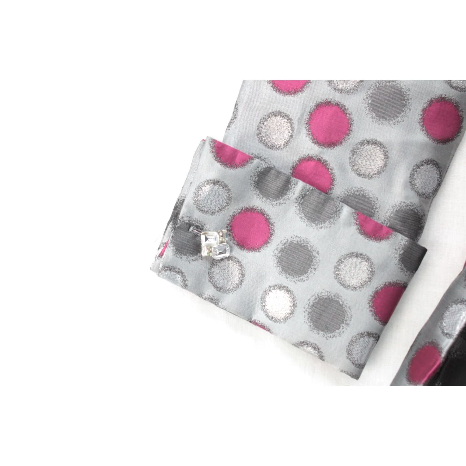 Vintage VINTAGE Dorinda Clark Cole Rose Collection Silver Party Dress Polka Dot Knee Length Lined Satin Belted Bow Shoulder Pads Womens Size 10 Size L / US 10 / IT 46 - 6 Thumbnail
