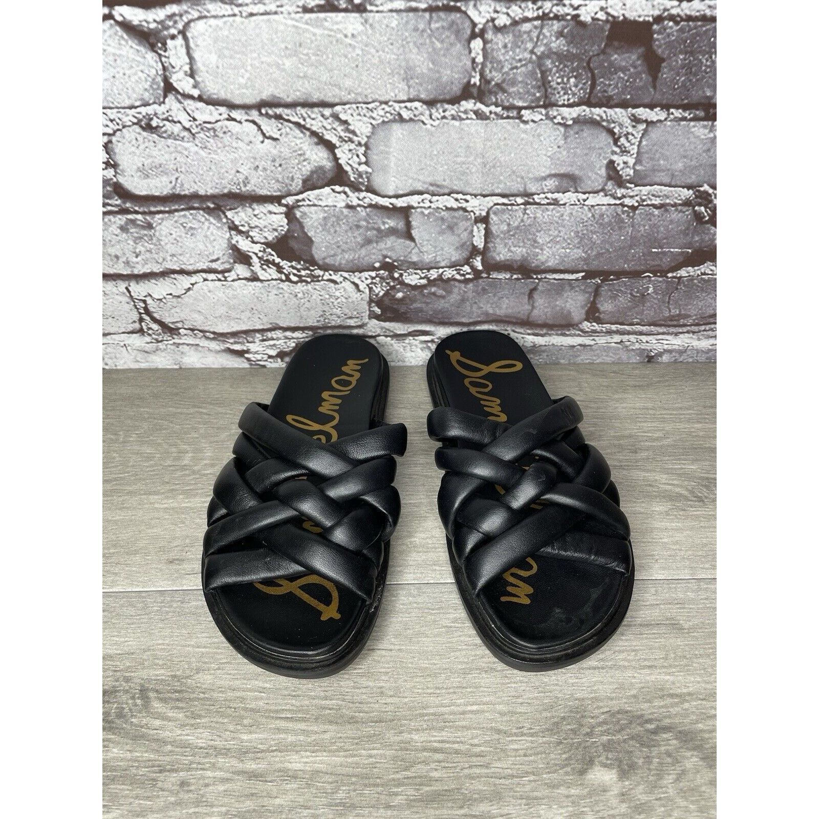 Sam Edelman Sam Edelman Vaugn Black Leather Braid Casual Slides Sandals Size US 6.5 / IT 36.5 - 14 Thumbnail