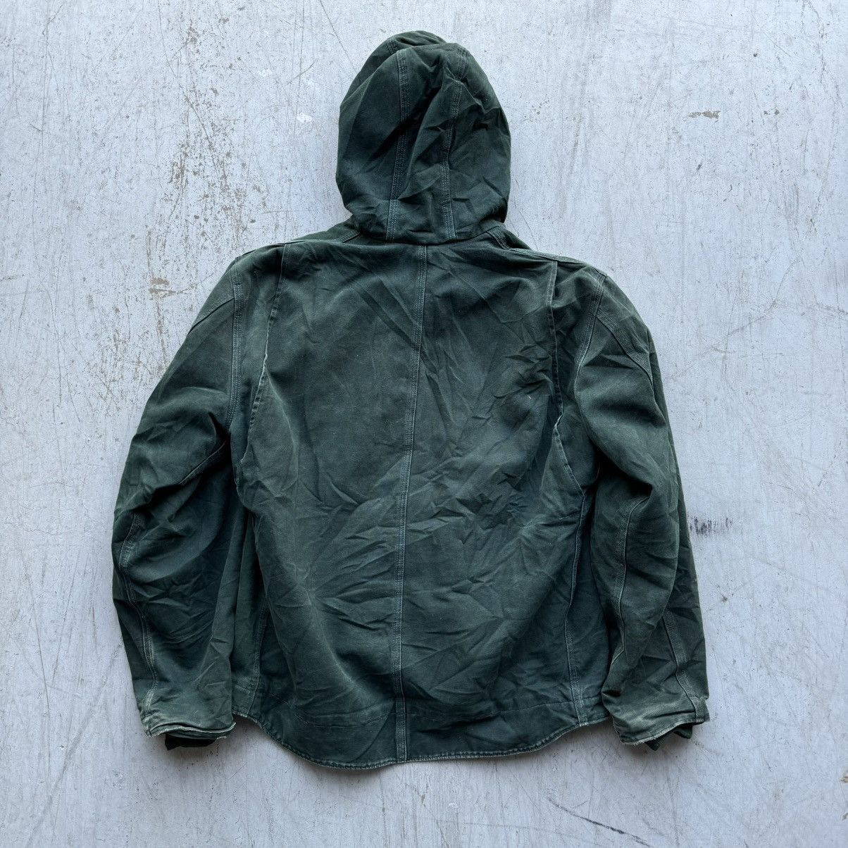 Carhartt × Vintage Crazy Vintage Carhartt Forest Green Faded Hooded Jacket Size US XL / EU 56 / 4 - 4 Thumbnail