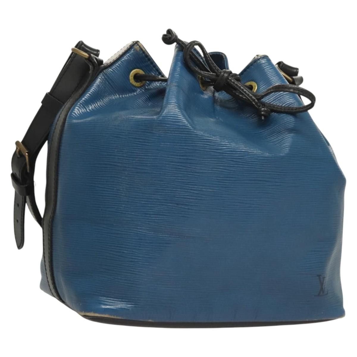 LOUIS VUITTON Epi Petit Noe Shoulder Bag Bicolor Black Blue