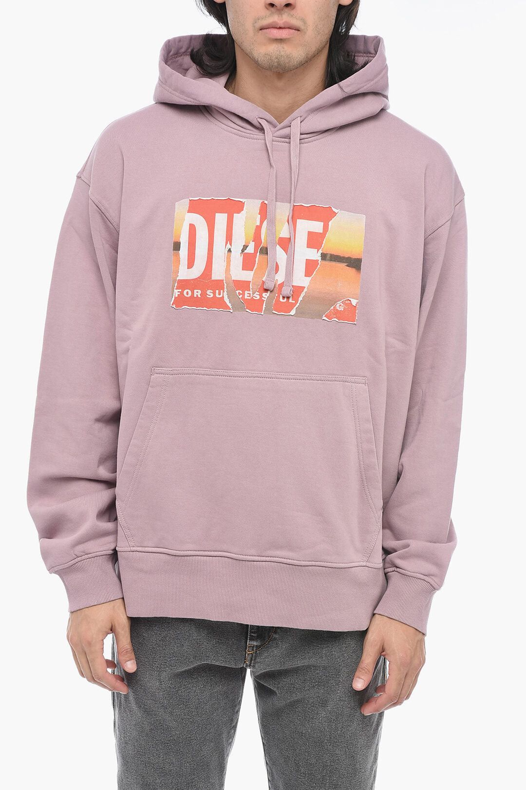 Hooded Sweatshirt S-MACS-HOOD-POFF-L1 with Distressed-Effect Logo