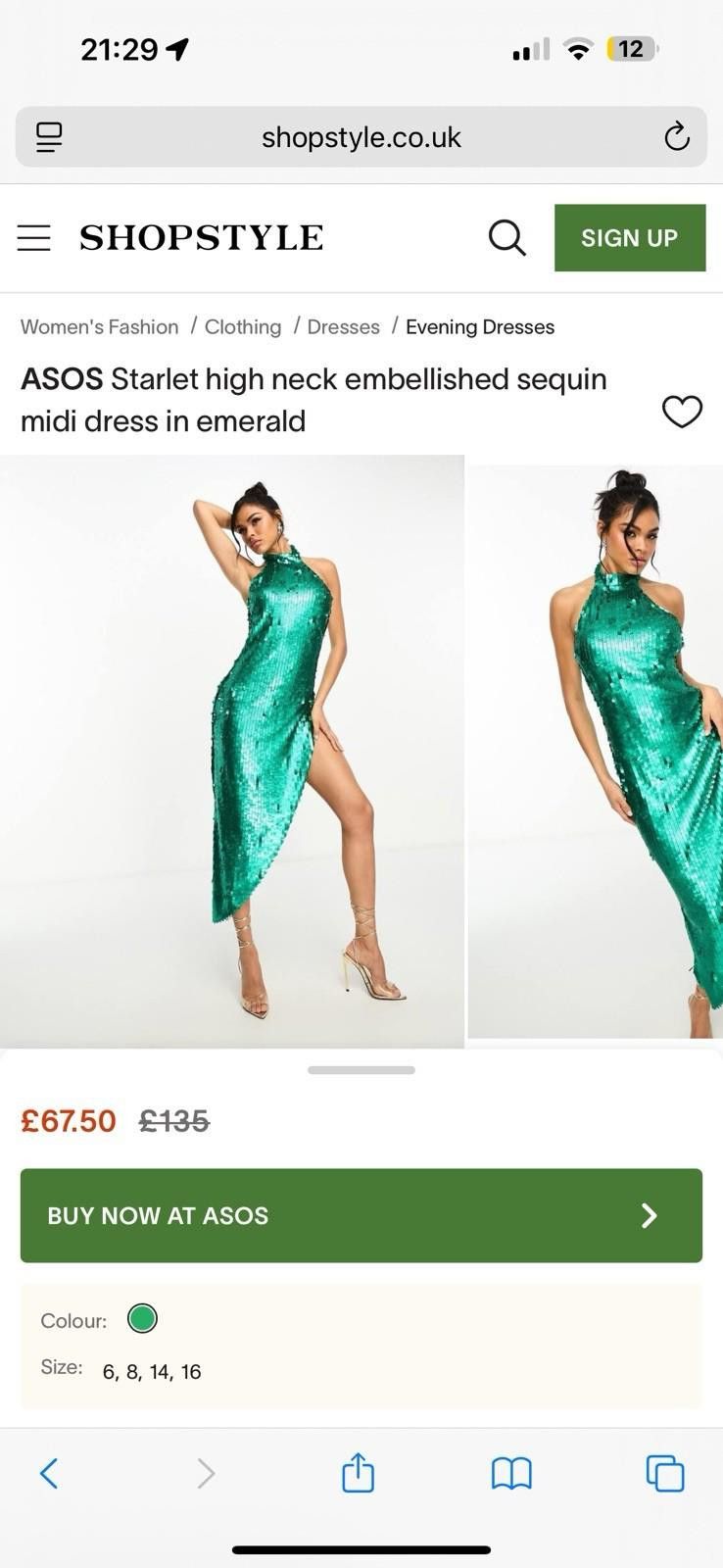 Asos Starlet High Neck Dress Emerald Green UK 10/M New RPR £135 Size M / US 6-8 / IT 42-44 - 5 Thumbnail