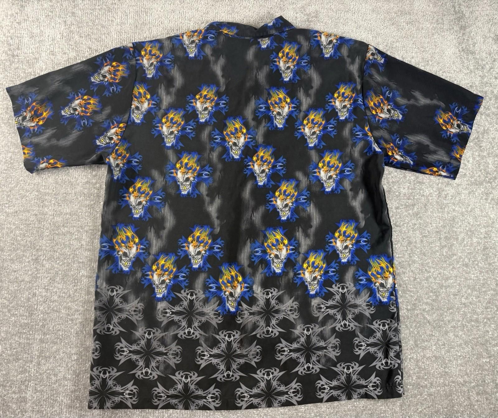Other Vintage Odo Y2K Grunge Button Up Shirt Flames Skulls Large Size US L / EU 52-54 / 3 - 2 Thumbnail