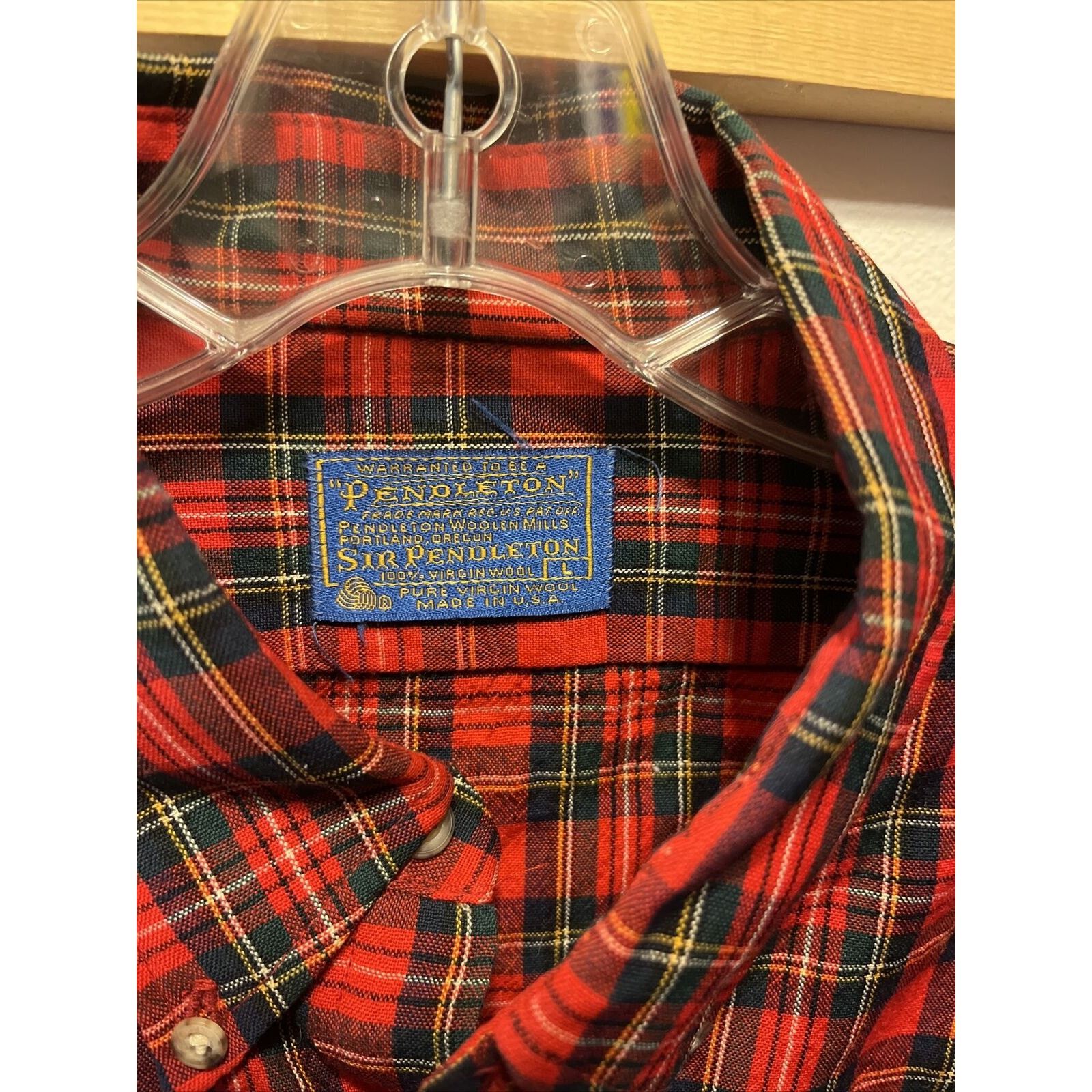 Pendleton Pendleton Men’s L Red Check Long Sleeve Button Up Wool Shirt Size US L / EU 52-54 / 3 - 2 Thumbnail
