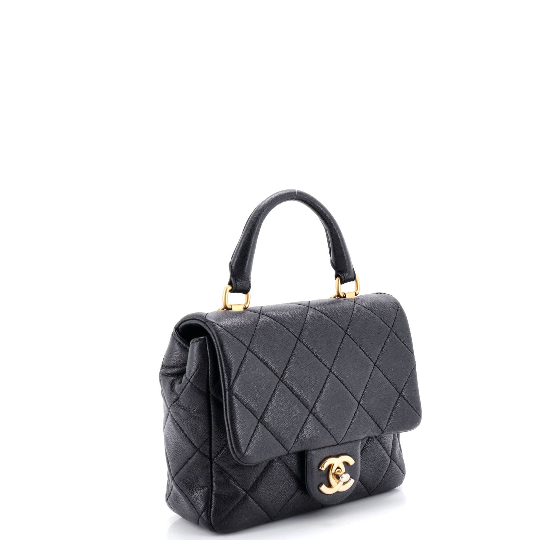 Chanel Square Top Handle Flap Bag Quilted Shiny Caviar Mini Size ONE SIZE - 1 Thumbnail