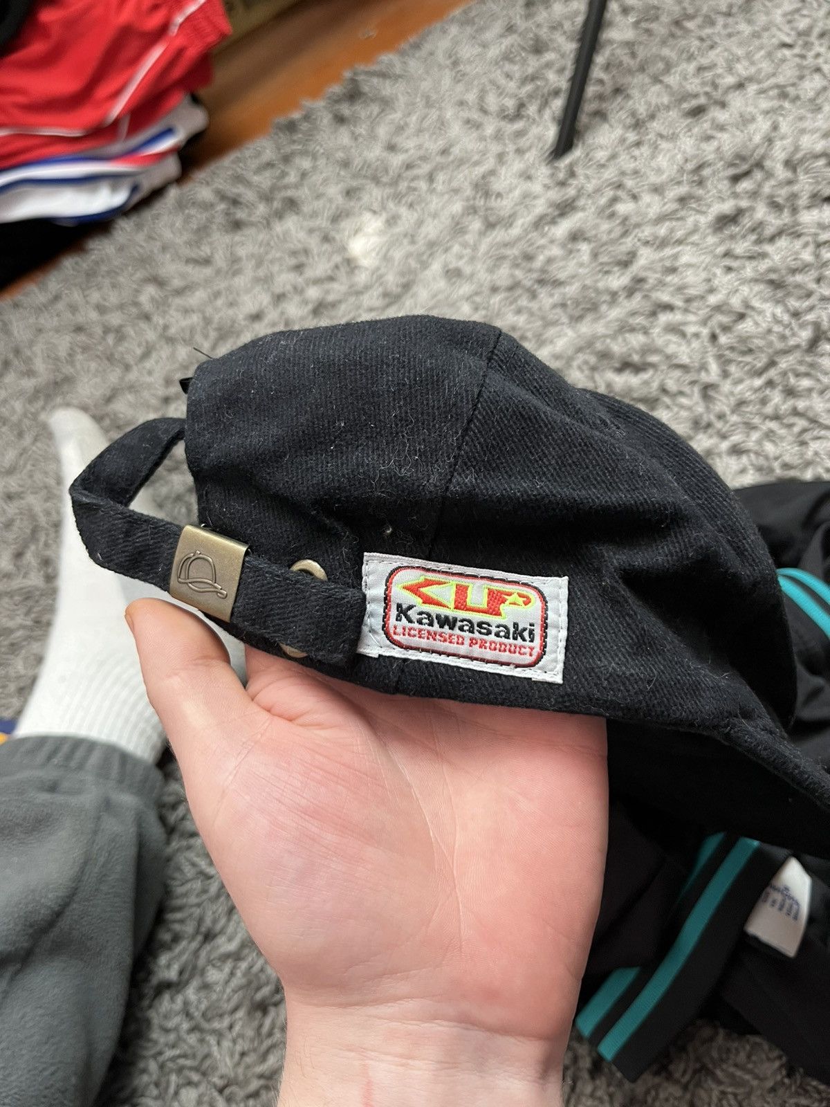 Vintage RARE 90s Kawasaki Racing Embroidered Cap / British Made Size ONE SIZE - 4 Thumbnail