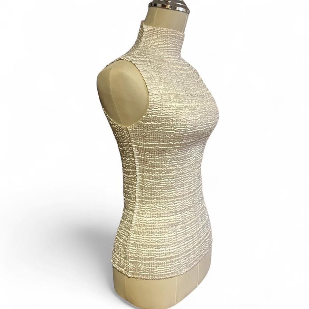 Other Y2K Ivory Pleated Crinkle Satin Stretchy high neck top Size S / US 4 / IT 40 - 7 Thumbnail