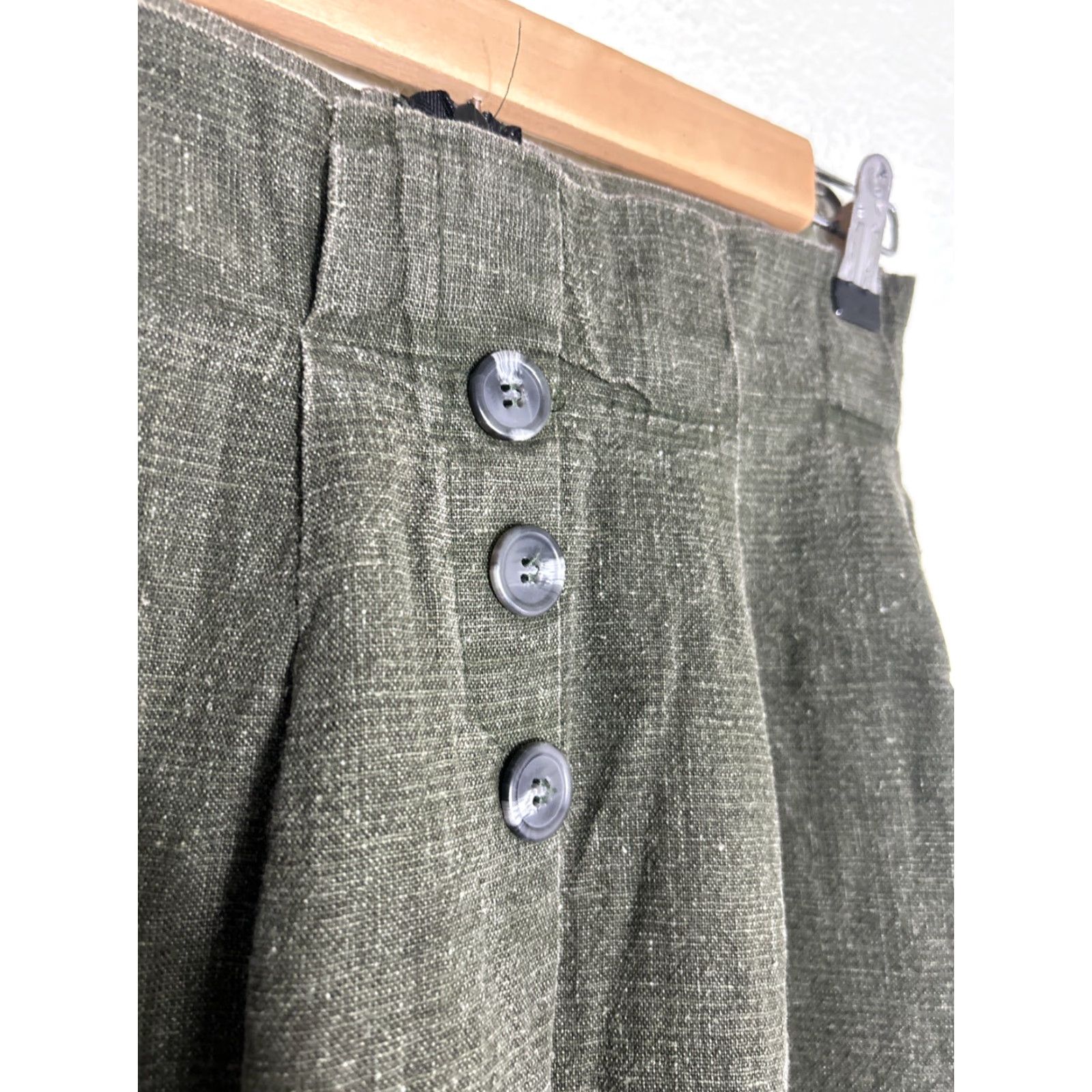 PrettyLittleThing PRETTYLITTLETHING Womens Pants Olive Linen Blend Zip Back 2 Green 24x26 Bloomer Size 26" / US 2 / IT 38 - 5 Thumbnail
