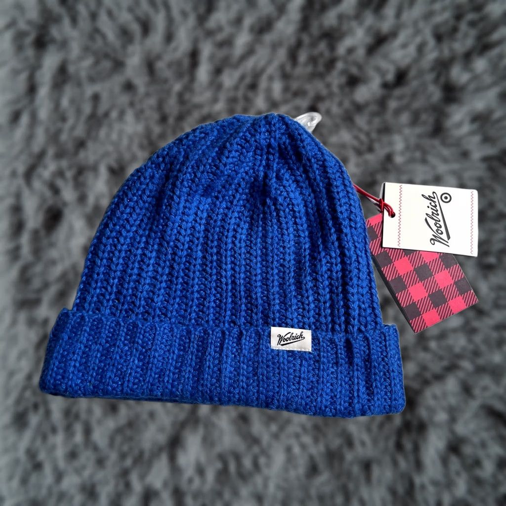 Vintage Woolrich x Target Blue Knit Ribbed Beanie Hat Wool Blend Cuffed New NWT Size ONE SIZE - 1 Thumbnail